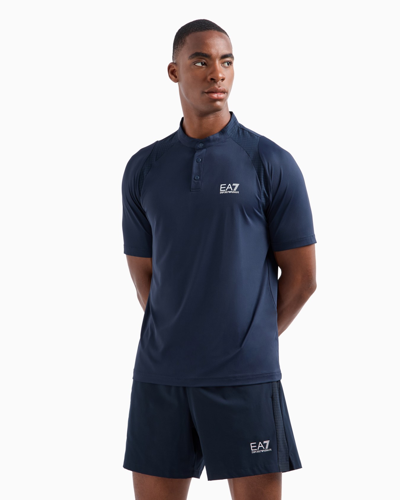 Tennis Pro Henley-collar polo shirt in VENTUS7 technical fabric Slide 1