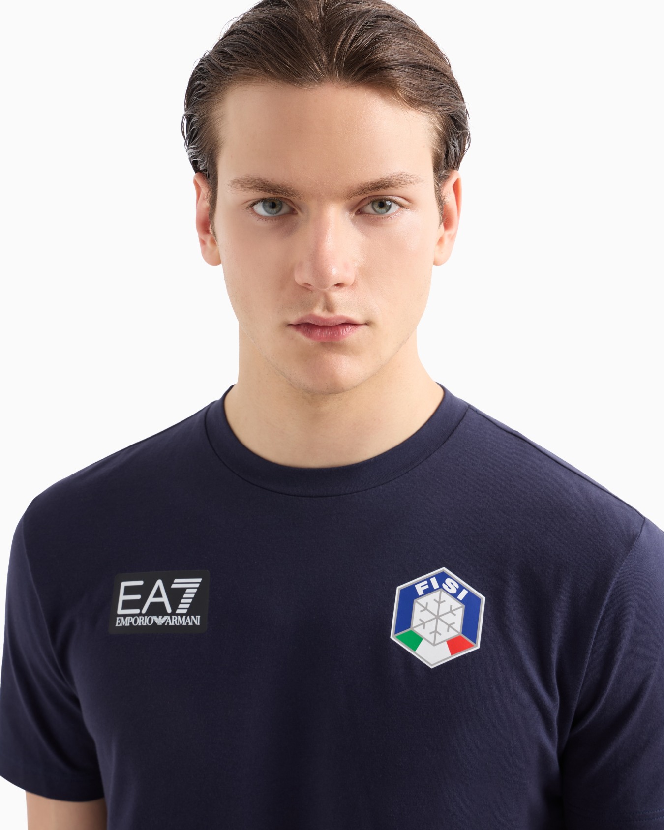 FISI Collection stretch cotton-blend crew-neck T-shirt Slide 4