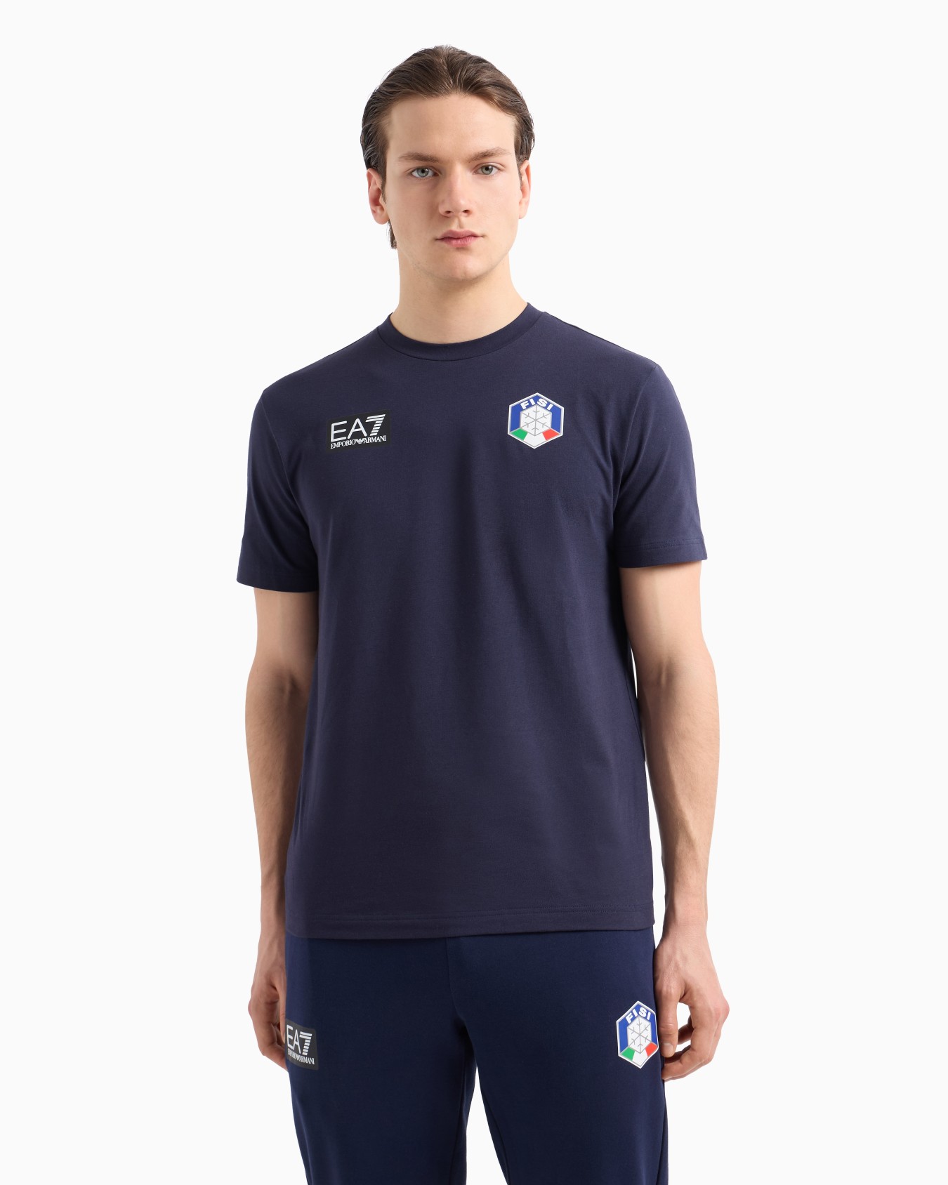 FISI Collection stretch cotton-blend crew-neck T-shirt Slide 1