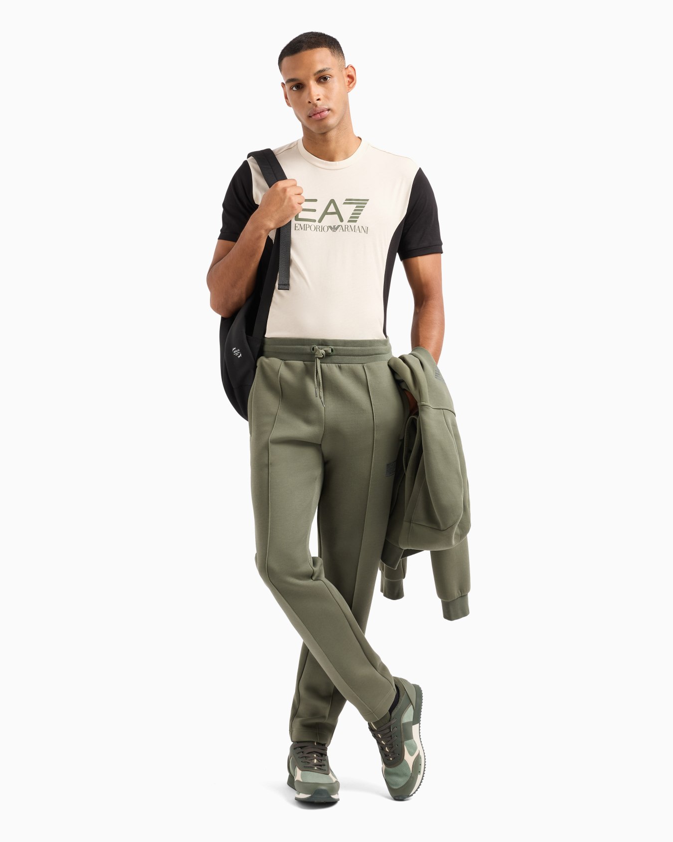 Athletic Colour Block short-sleeved cotton crew-neck T-shirt Diapositiva 1