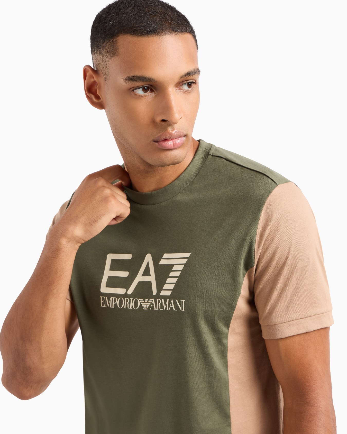 Athletic Colour Block short-sleeved cotton crew-neck T-shirt Slide 4