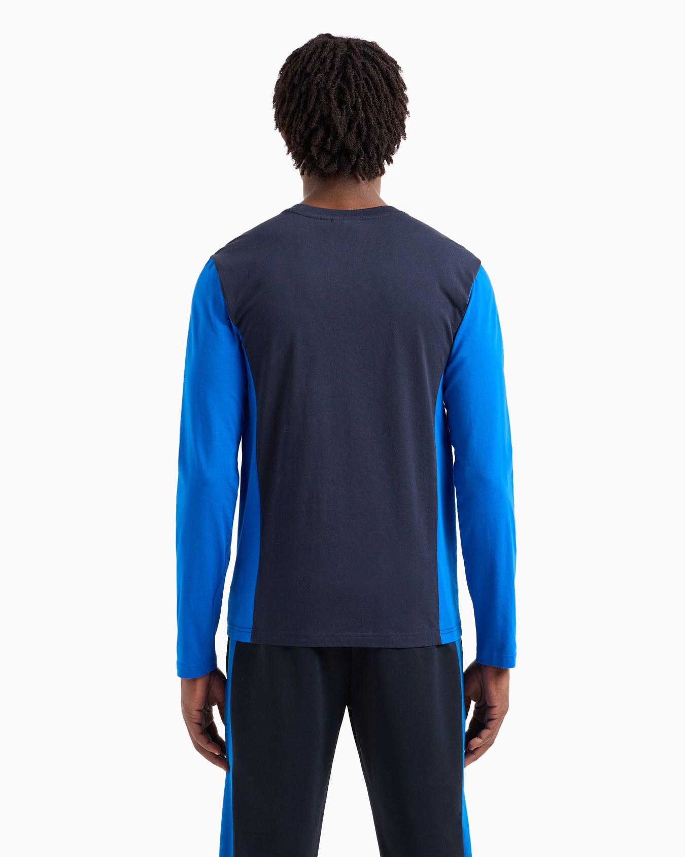 Athletic Colour Block long-sleeved crew-neck cotton T-shirt Slide 2