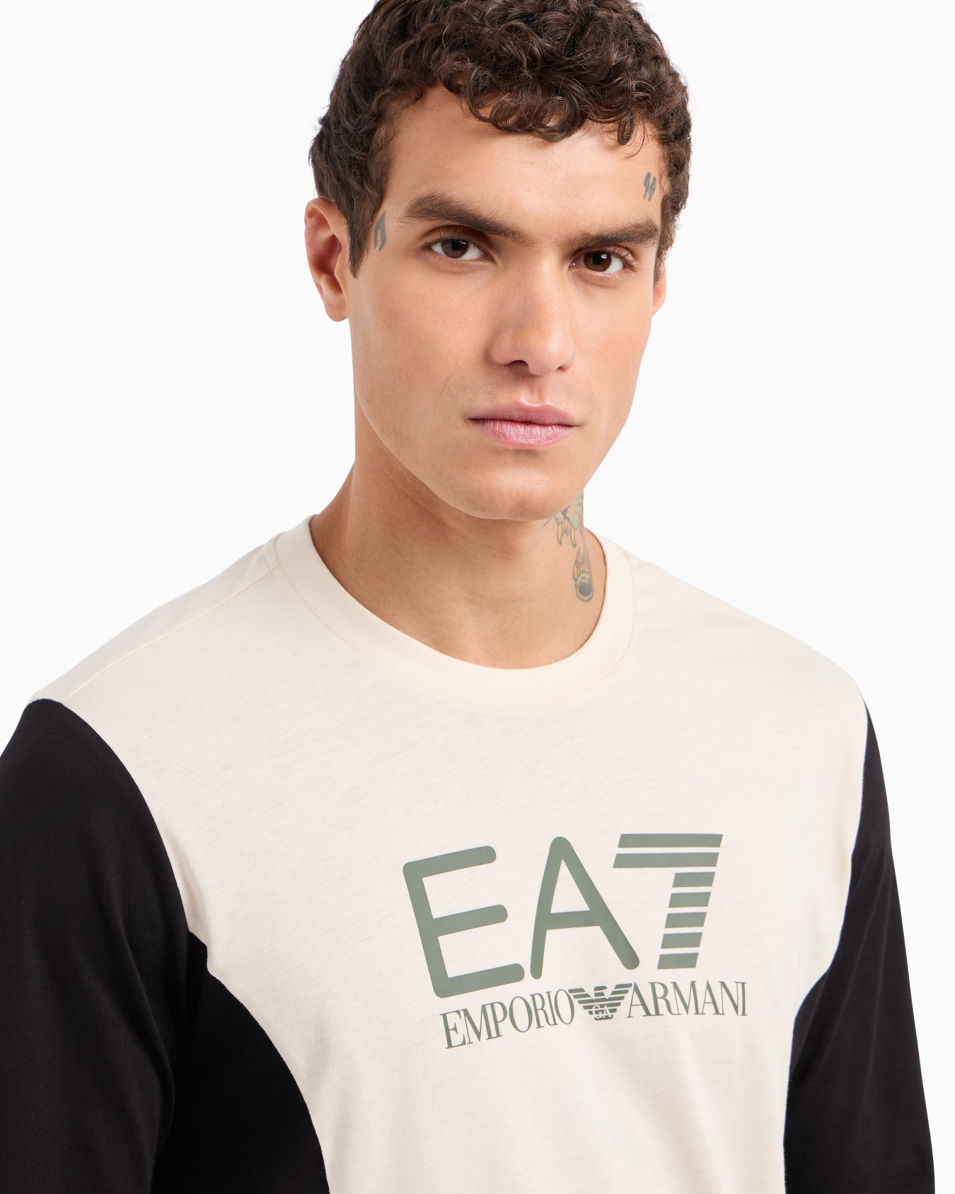 Athletic Colour Block long-sleeved crew-neck cotton T-shirt Slide 4