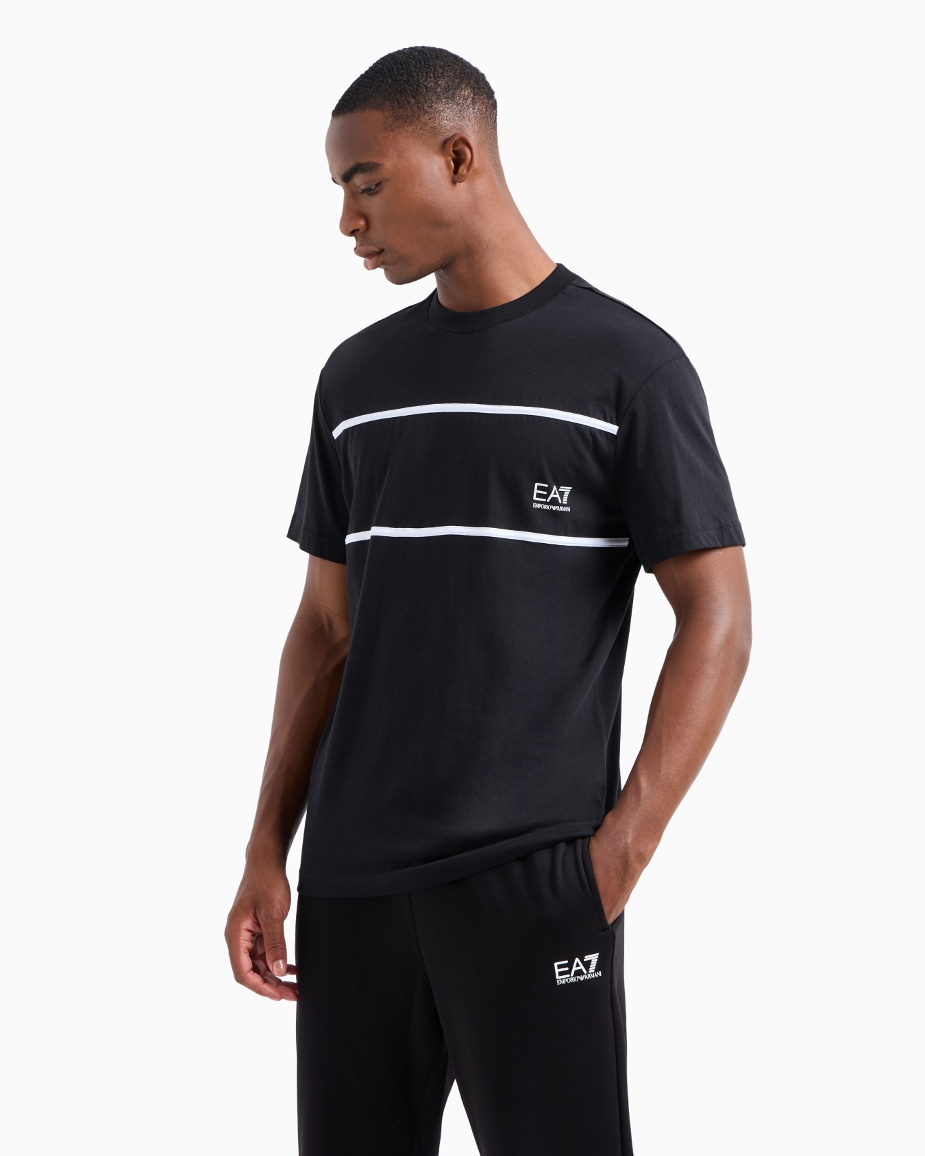 Camiseta de cuello redondo Athletic Colour Block en algodón orgánico Diapositiva 1
