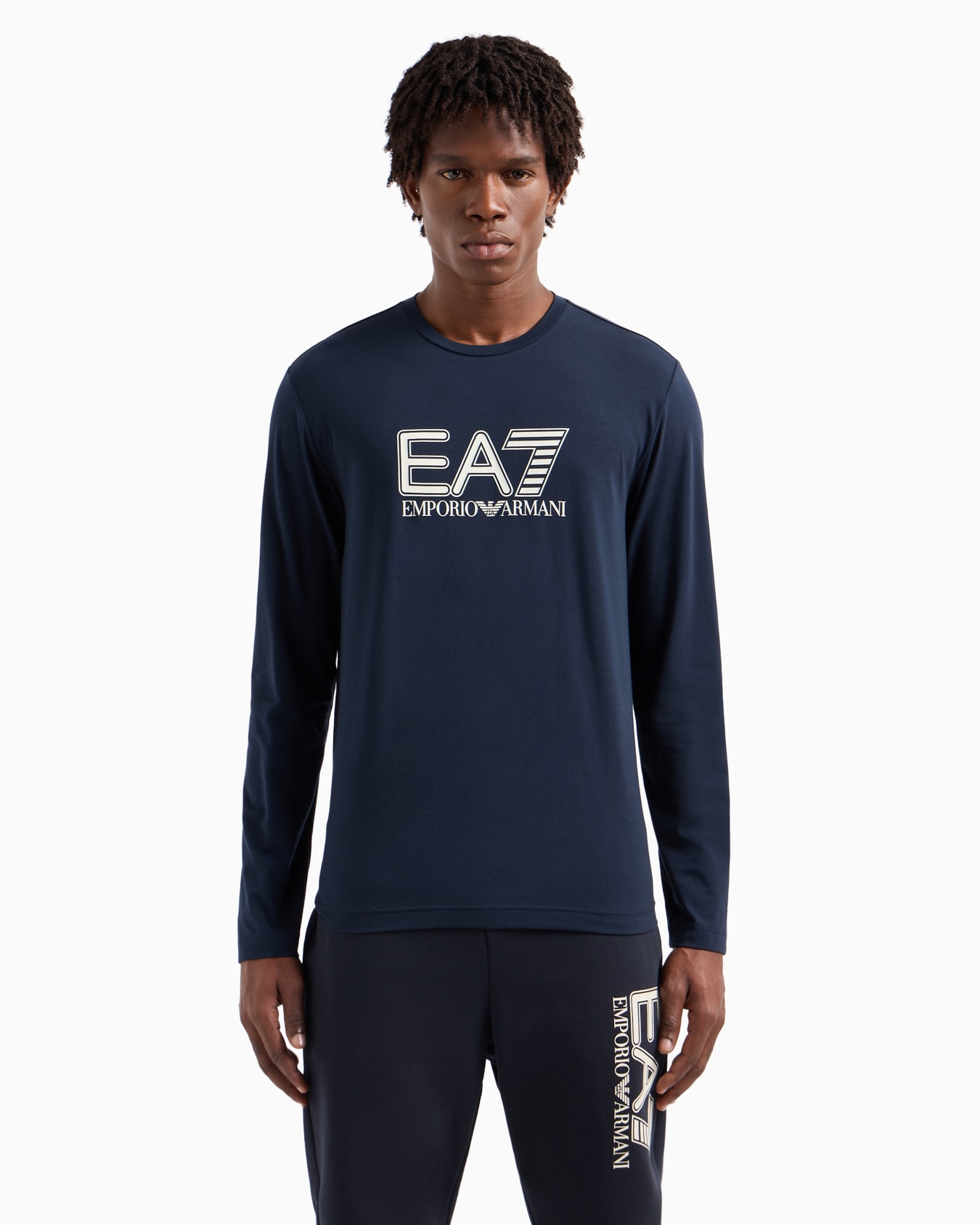 Visibility stretch-cotton long-sleeved crew-neck T-shirt Slide 1
