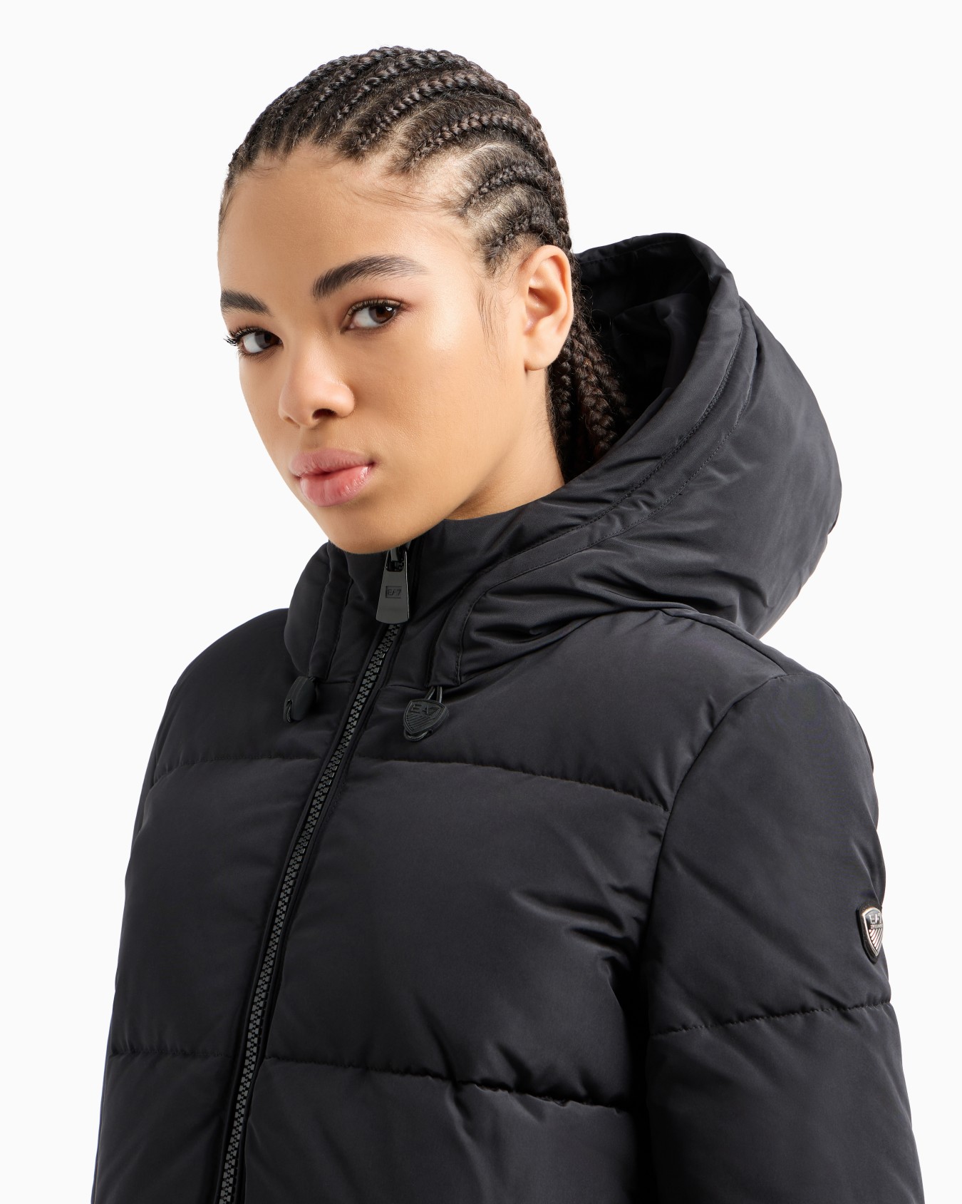 ASV hooded pea coat in recycled nylon with CALIDUM7 padding Slide 4