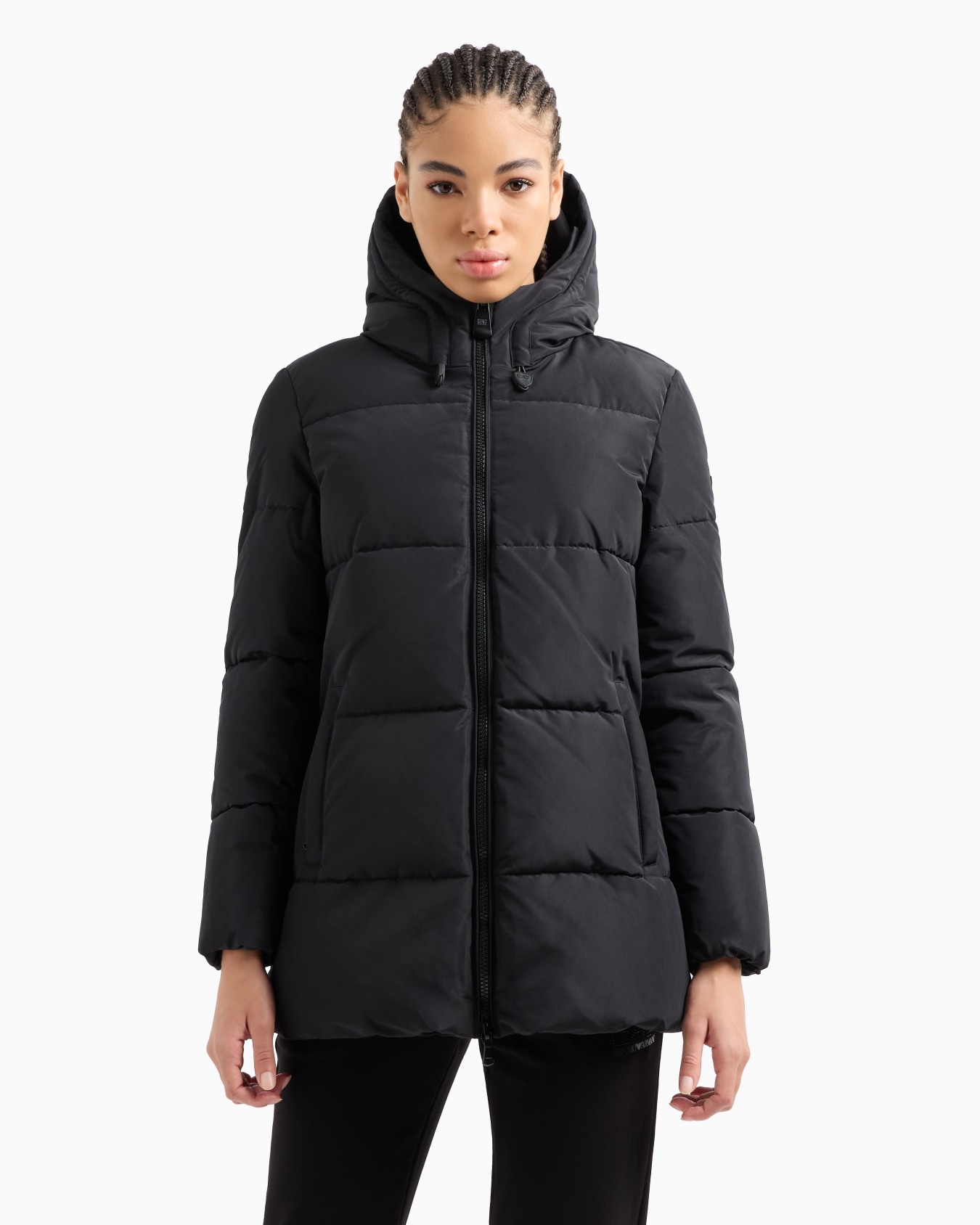 ASV hooded pea coat in recycled nylon with CALIDUM7 padding Slide 1