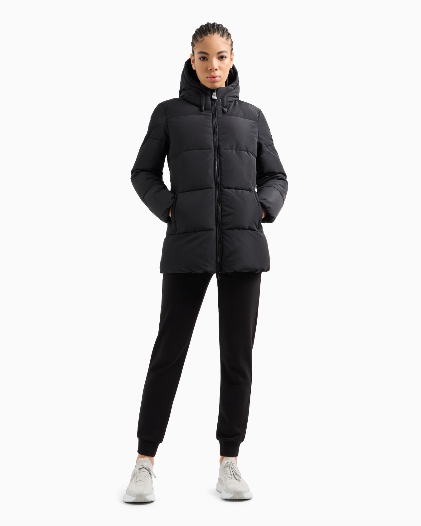 ASV hooded pea coat in recycled nylon with CALIDUM7 padding Slide 3