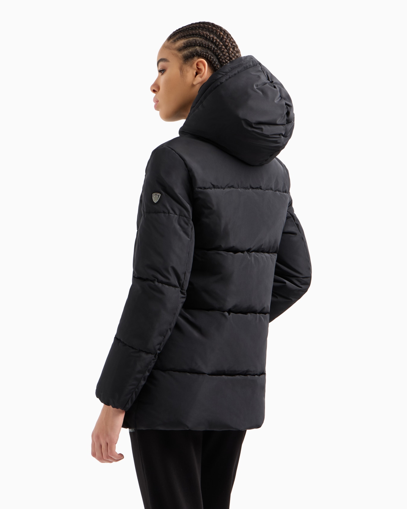 ASV hooded pea coat in recycled nylon with CALIDUM7 padding Slide 2