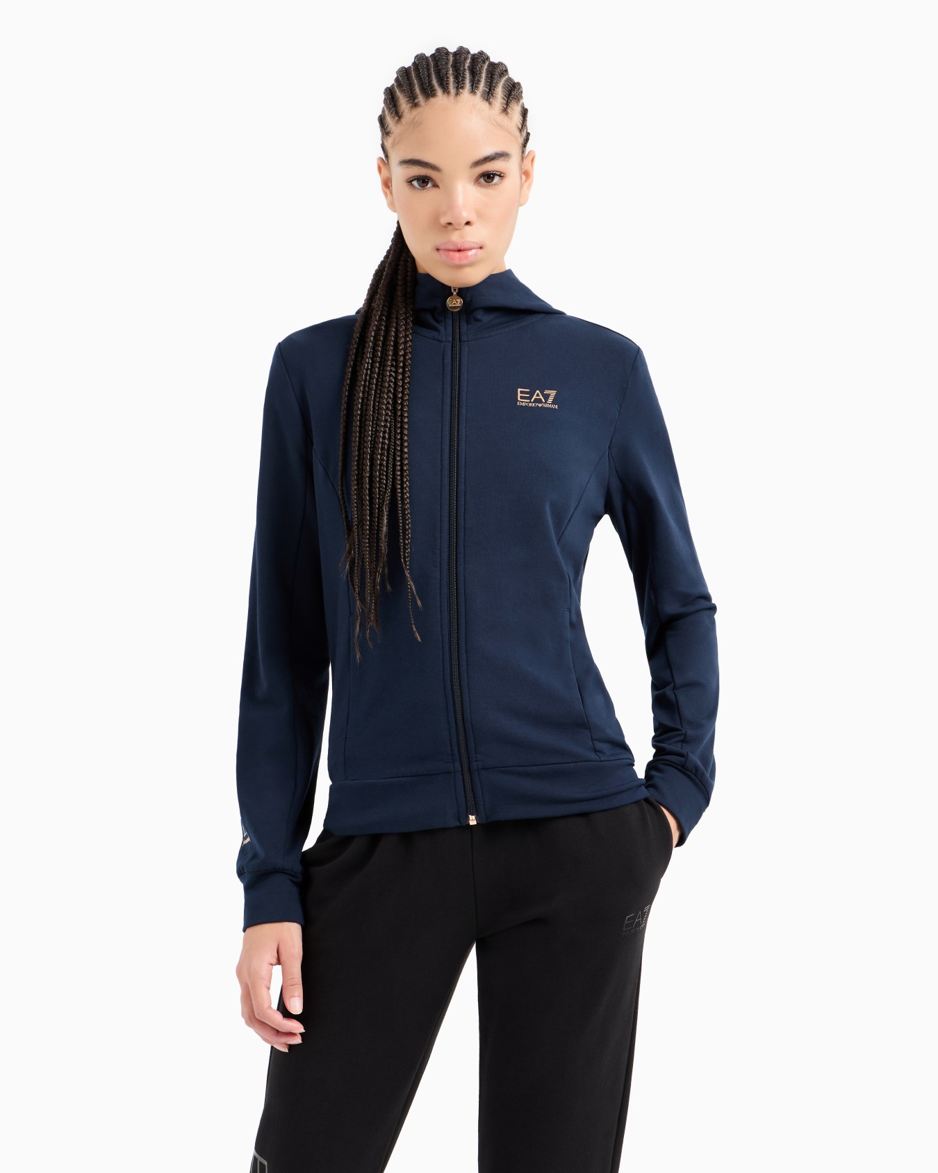 Sweat-shirt à capuche Shiny en coton stretch Diapositive 1