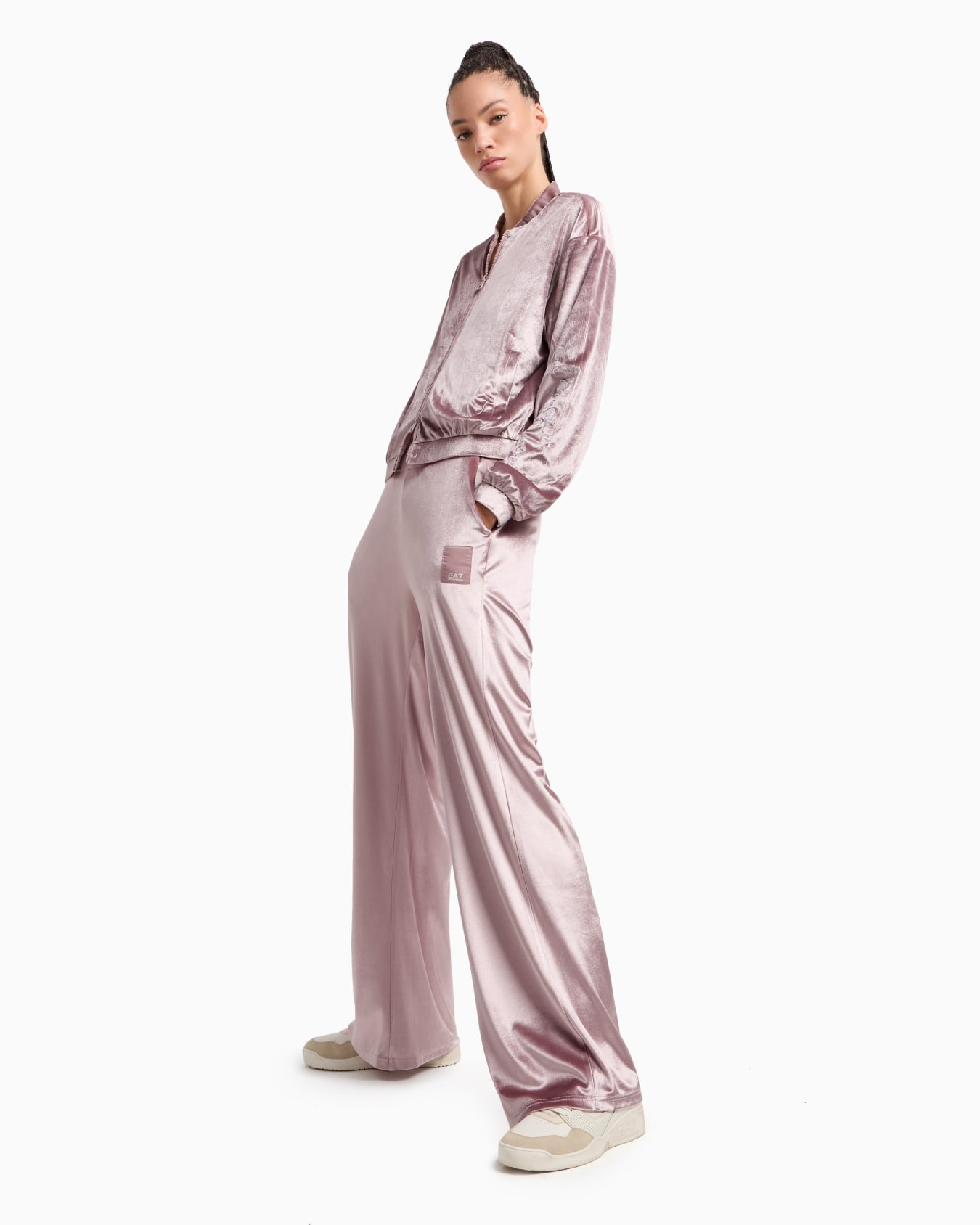 Athletic Velour hooded sweatshirt in stretch technical fabric Slide 3