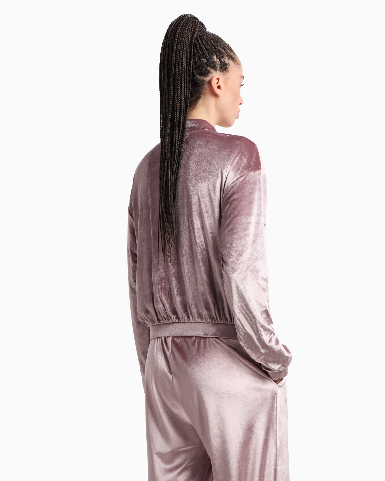 Athletic Velour hooded sweatshirt in stretch technical fabric Slide 2