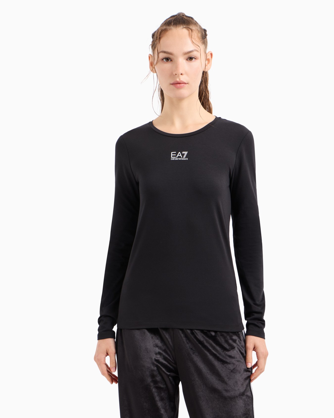 Logo Series stretch cotton and modal T-shirt Slide 1