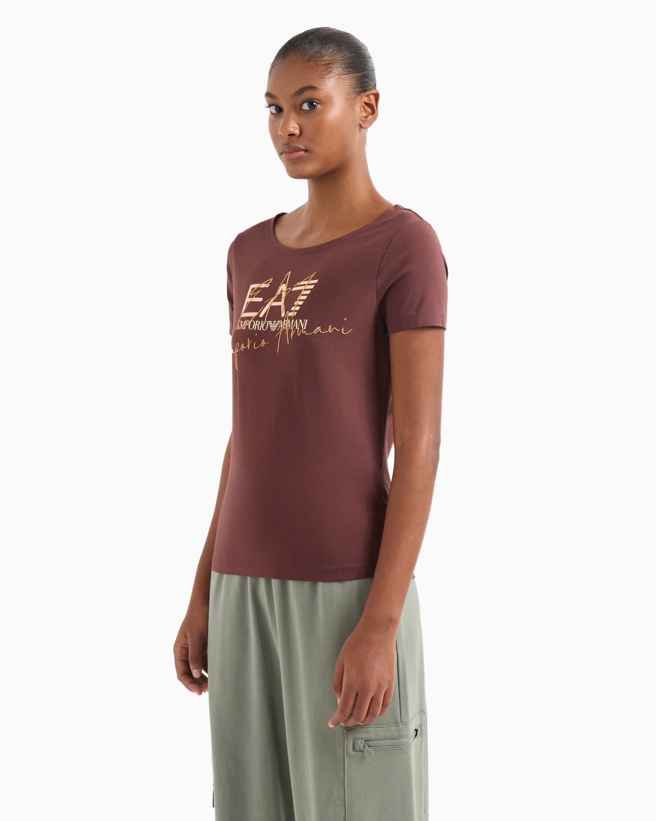 T-shirt ras-du-cou Logo Series en coton stretch Diapositive 1
