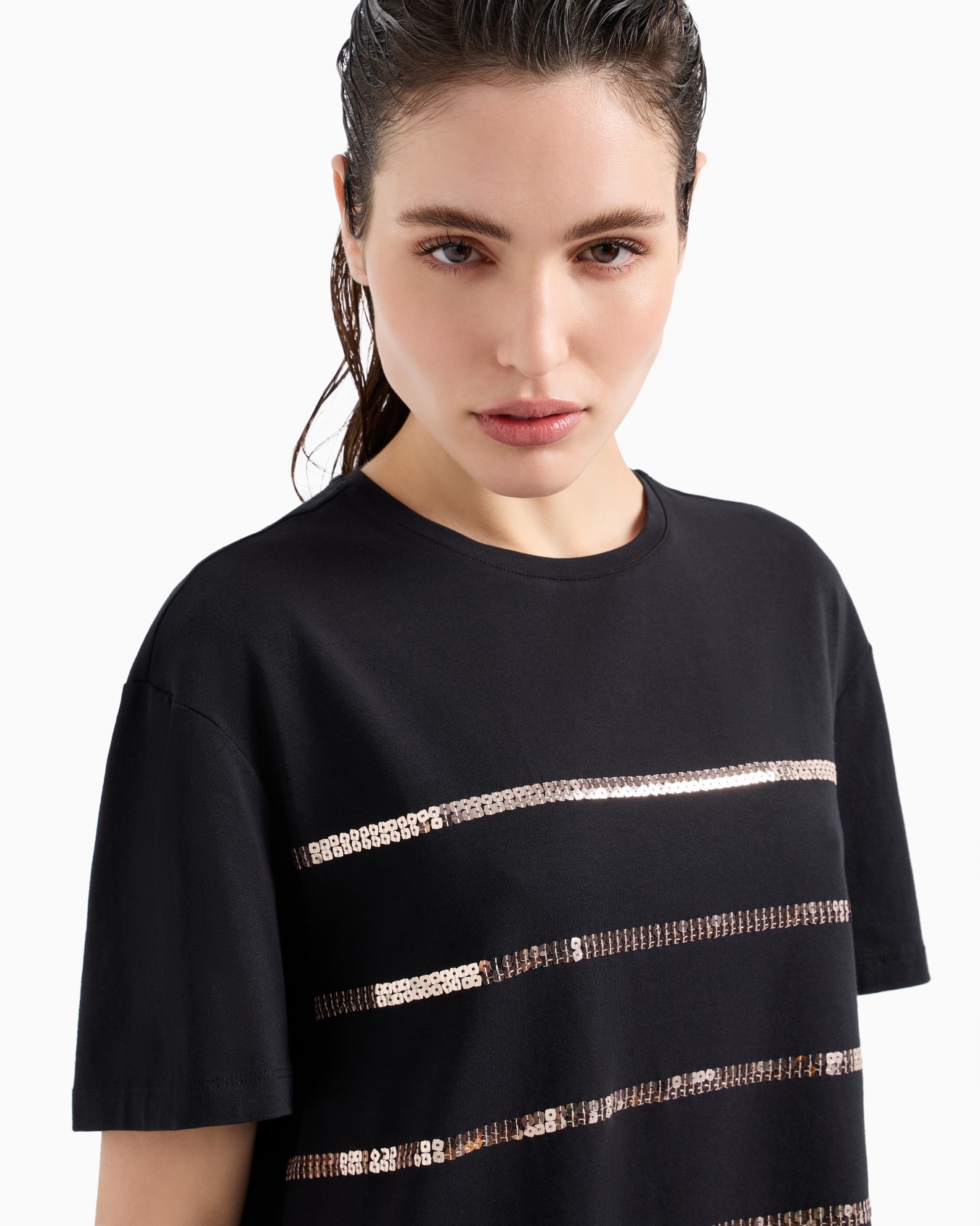 Precious T-Shirt mit Rundhalsausschnitt aus einer elastischen Mischung aus Baumwolle und Modal Folie 4