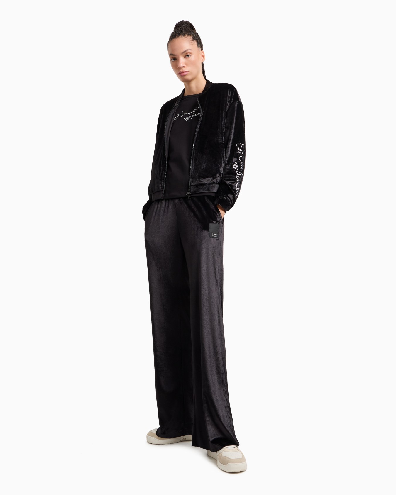Athletic Velour stretch cotton, crew-neck T-shirt Slide 3
