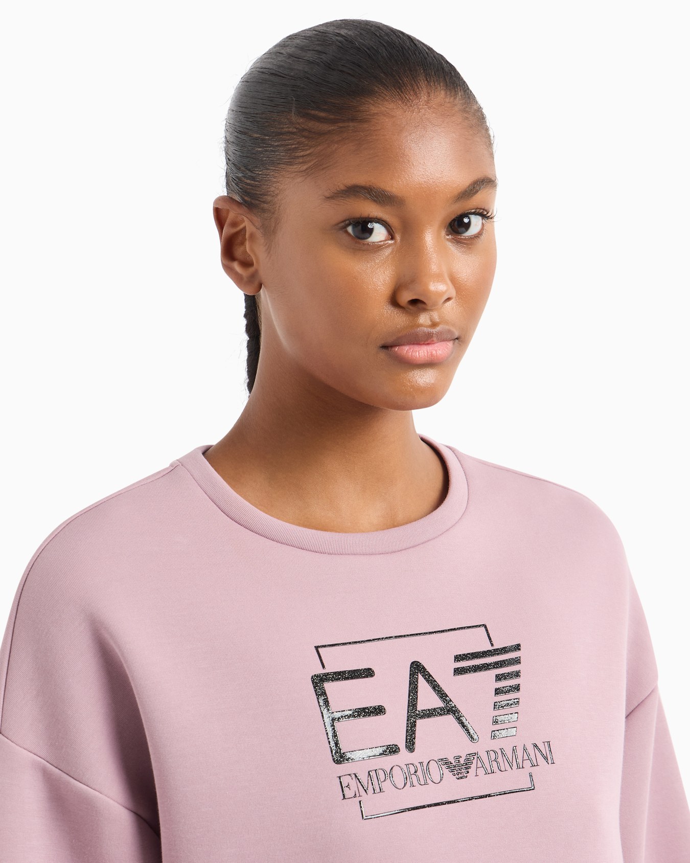 Chándal en mezcla de algodón con logotipo EA7 con purpurina Diapositiva 5
