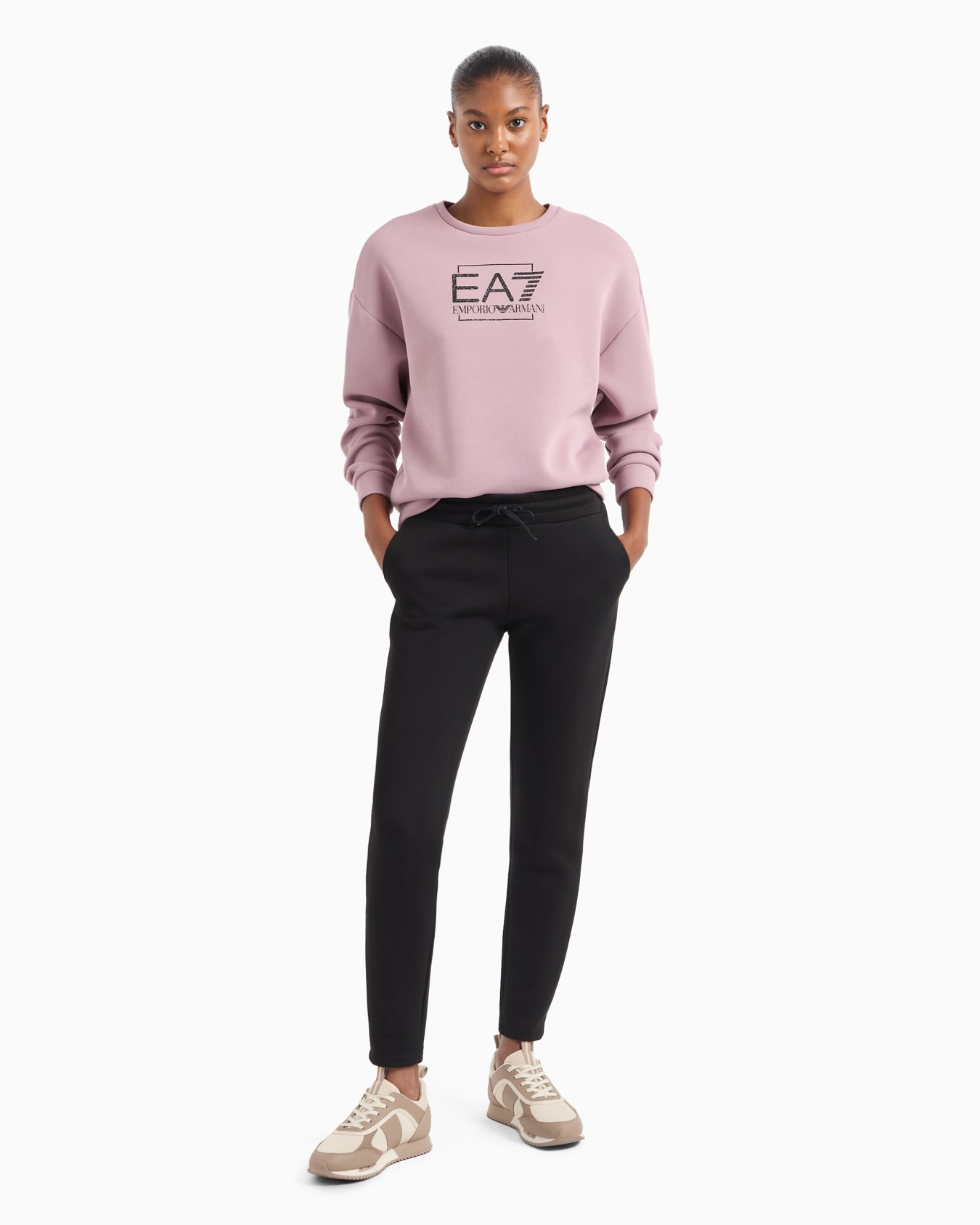 Chándal en mezcla de algodón con logotipo EA7 con purpurina Diapositiva 3