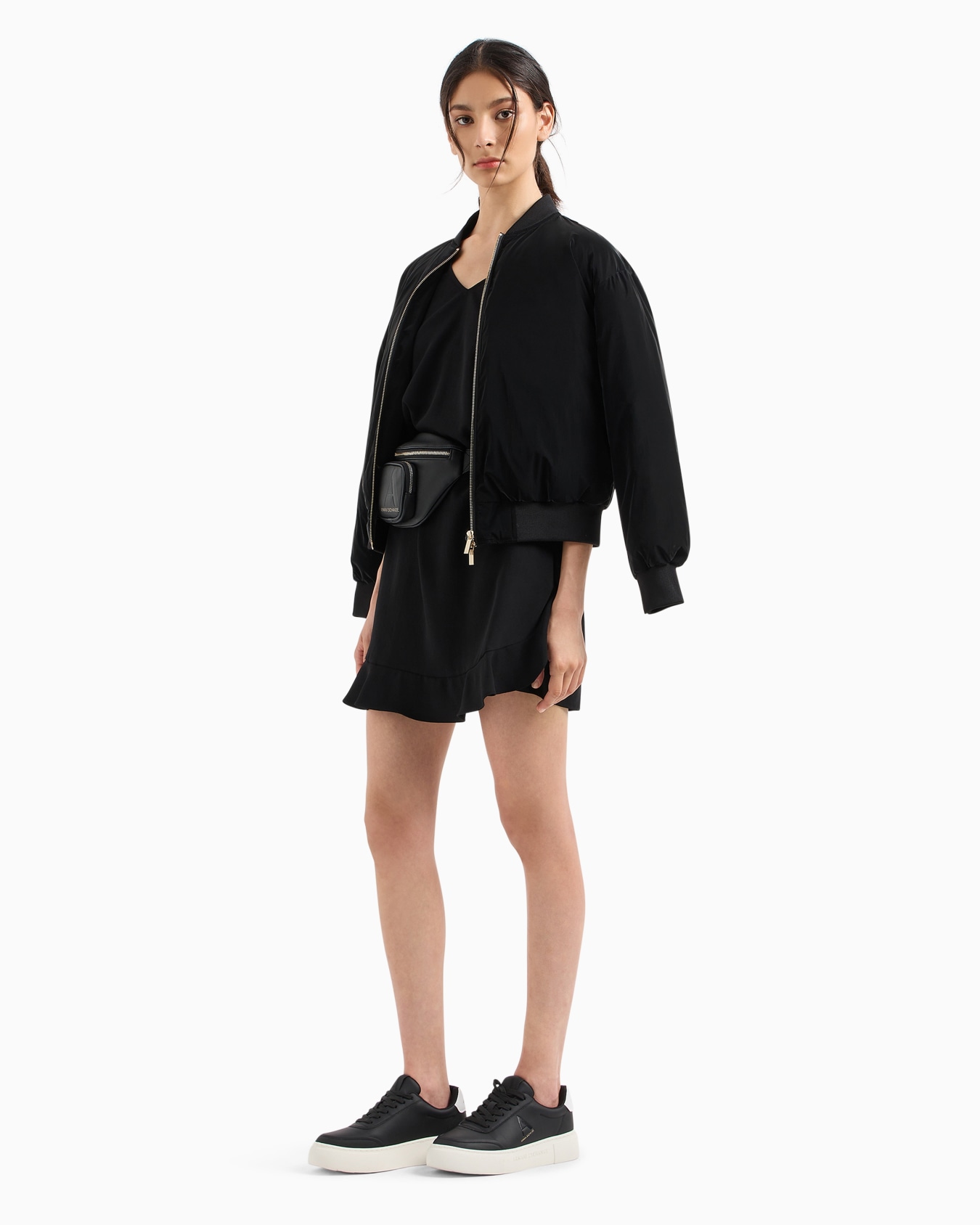 Robe midi avec ceinture et col V Diapositive 3
