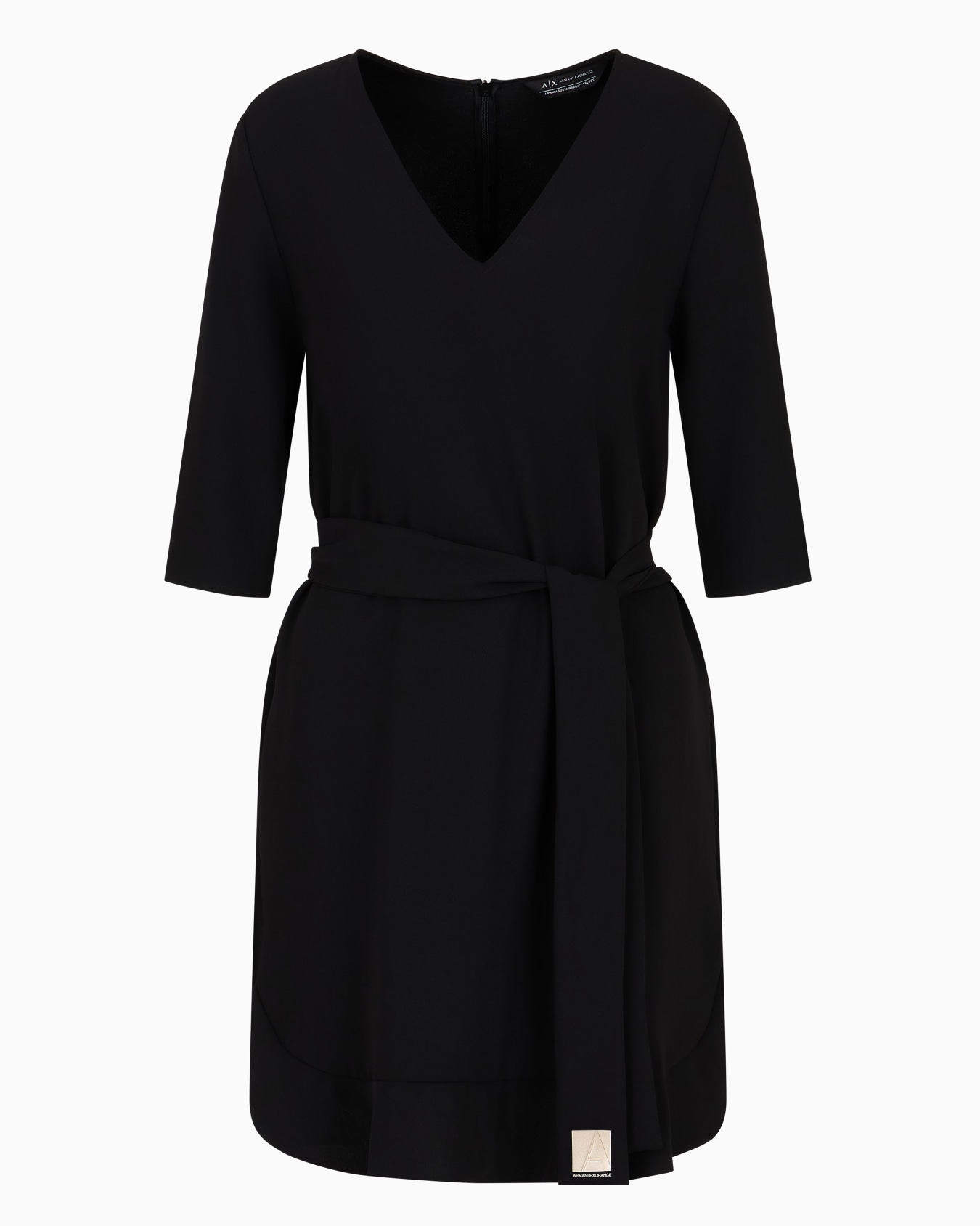 Robe midi avec ceinture et col V Diapositive 0
