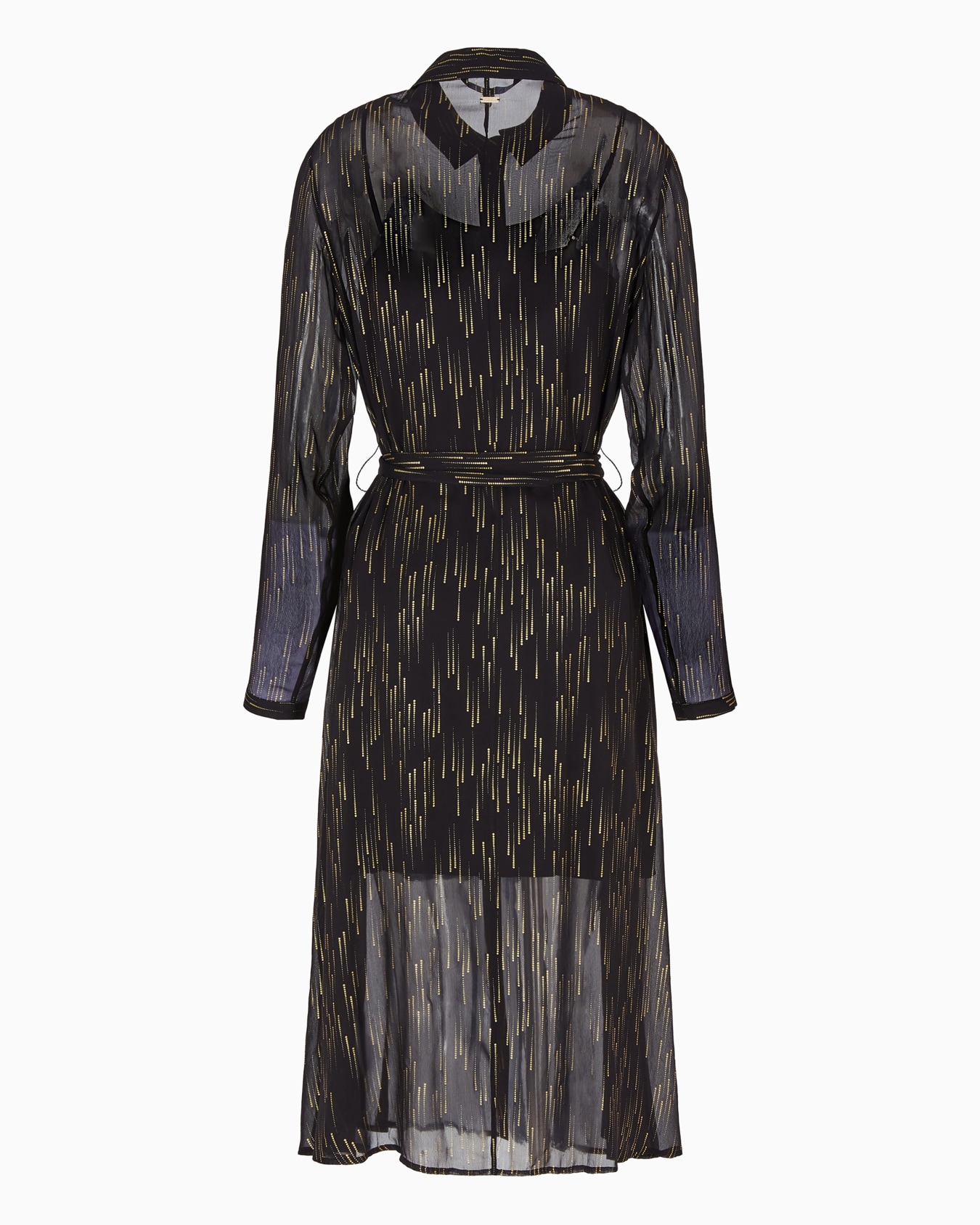 Sheer Chiffon Shirt Dress with Foil Print Slide 0