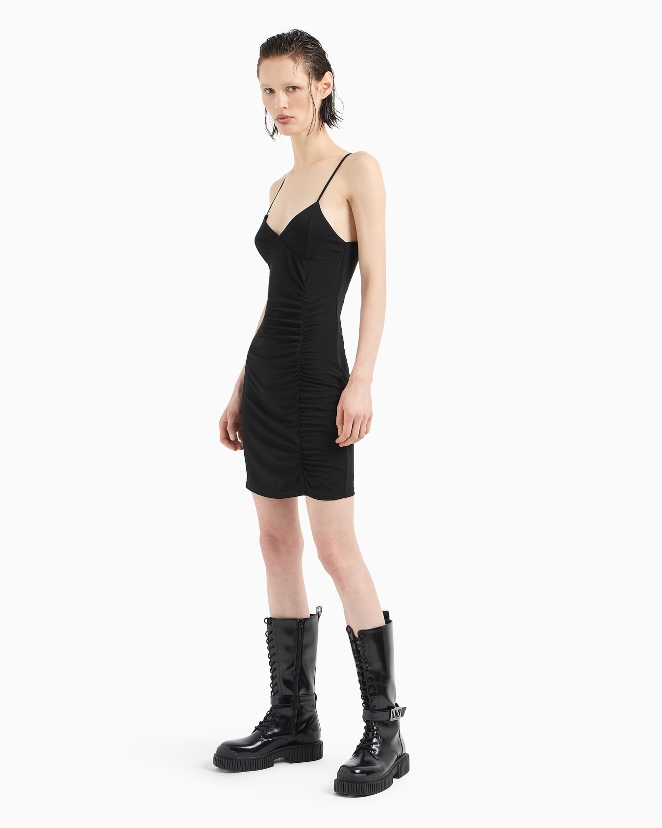 Vestido drapeado de punto mate Diapositiva 1