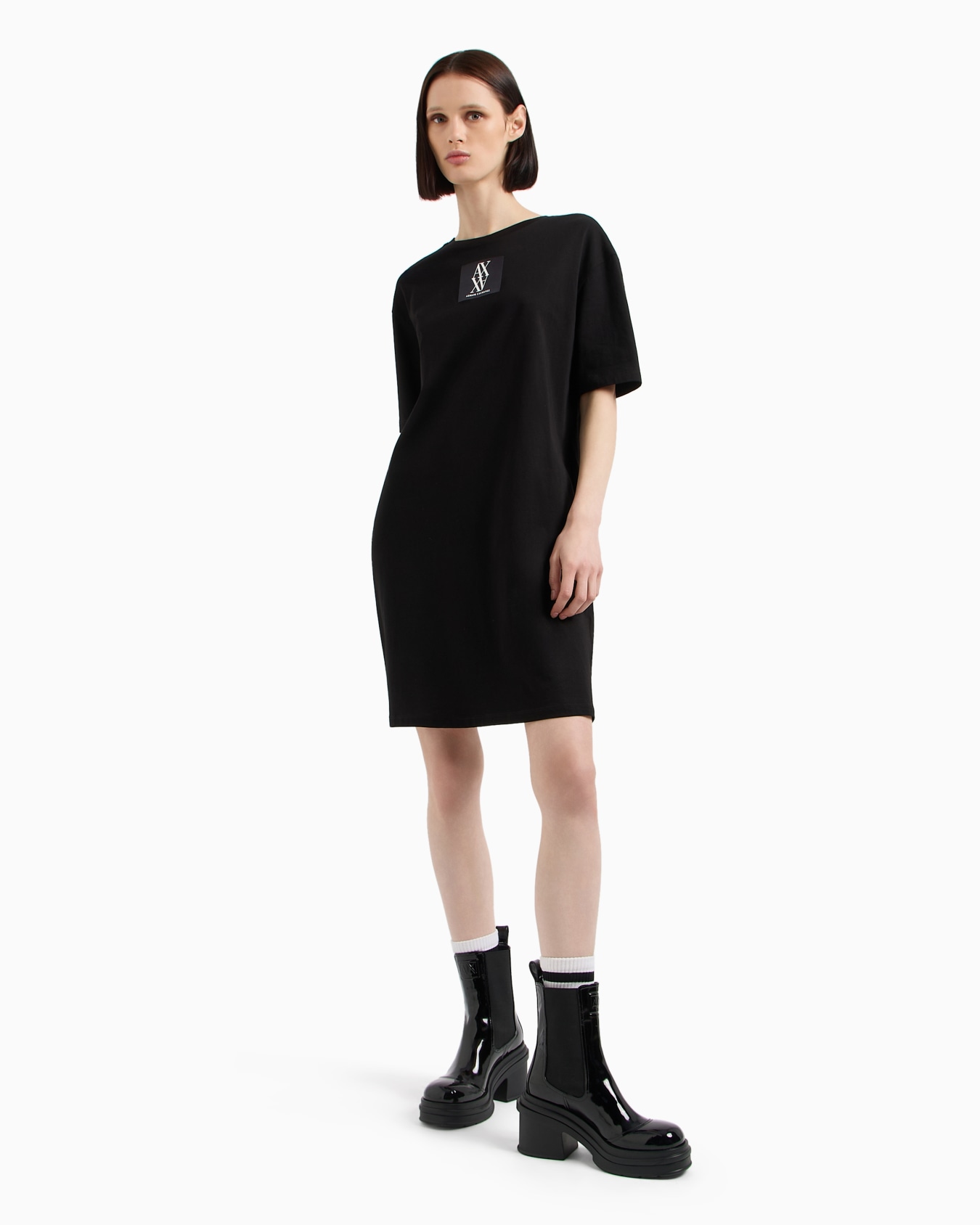 Vestido tipo camiseta con monograma de algodón orgánico ASV Diapositiva 1