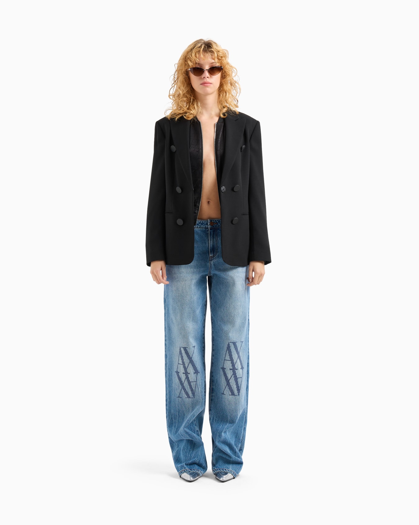 Bomber jacket in shiny fabric with allover ASV monogram Slide 1