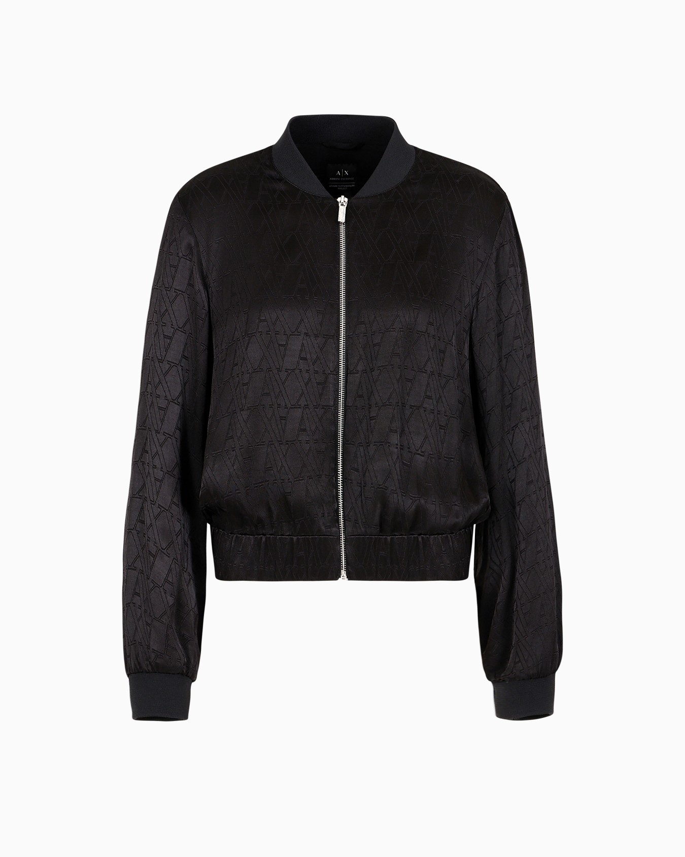 Bomber jacket in shiny fabric with allover ASV monogram Slide 0