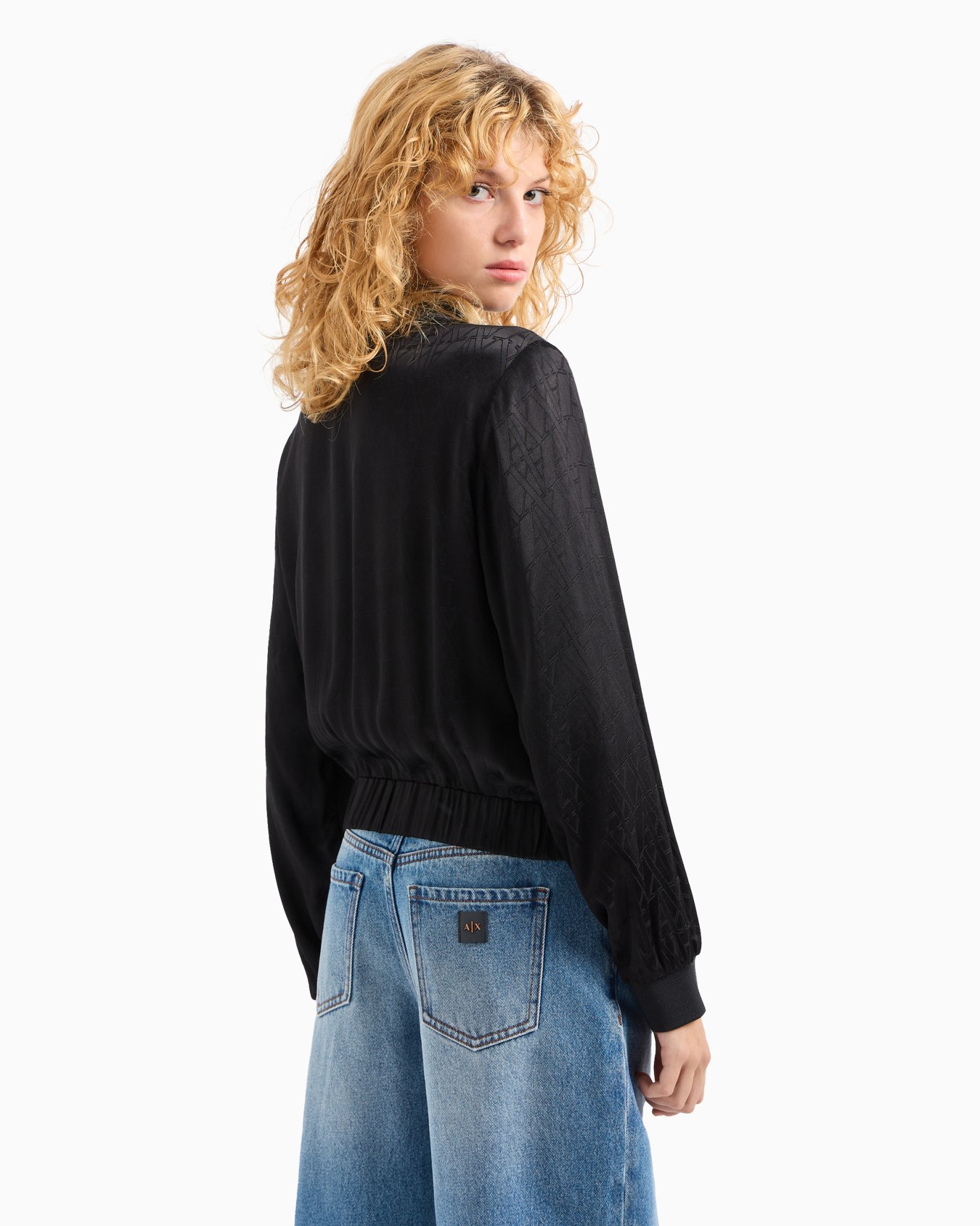 Bomber jacket in shiny fabric with allover ASV monogram Slide 2
