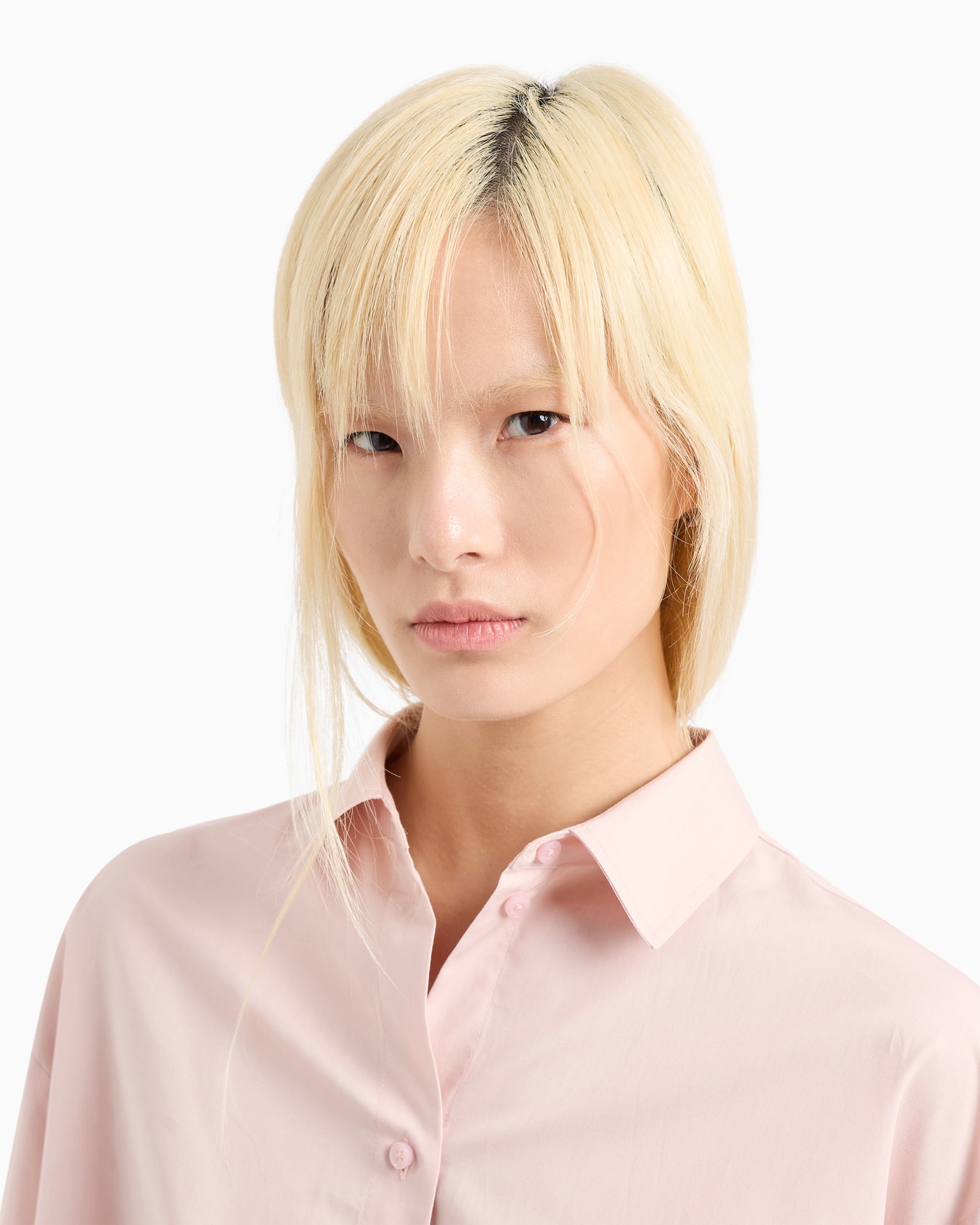 Cropped shirt with pleated voile back Slide 4