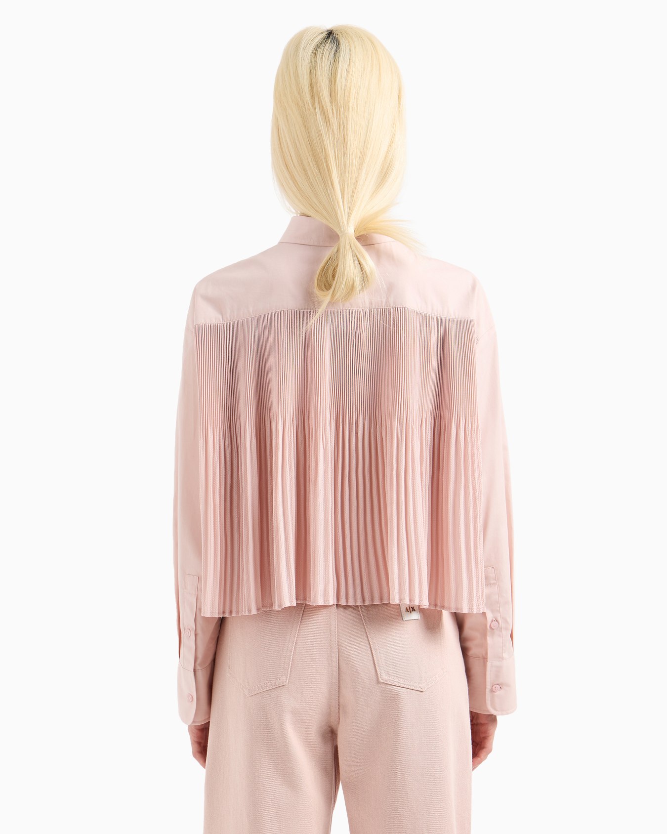 Cropped shirt with pleated voile back Slide 2