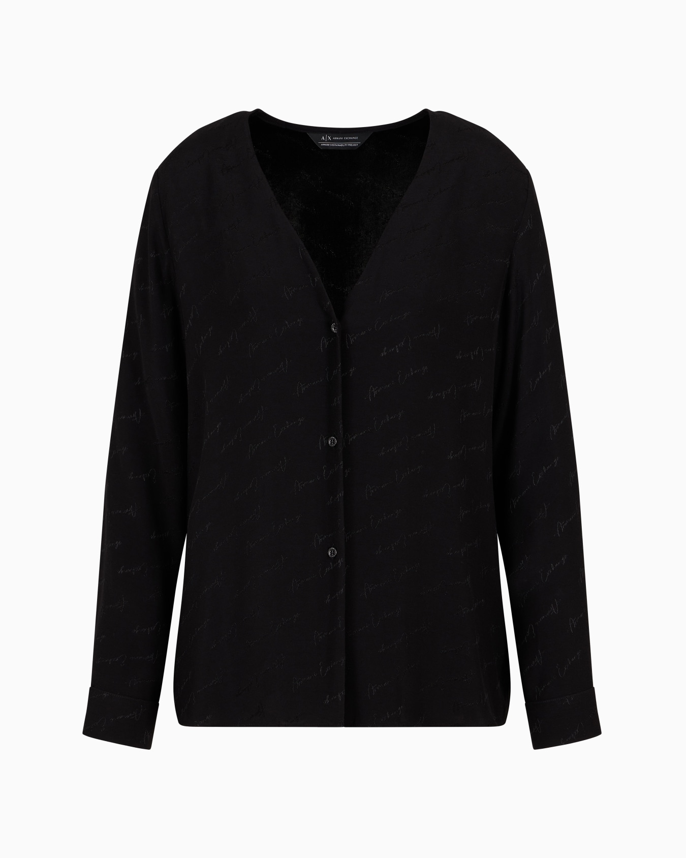 Over-fit shirt in fabric with all-over logo Slide 0