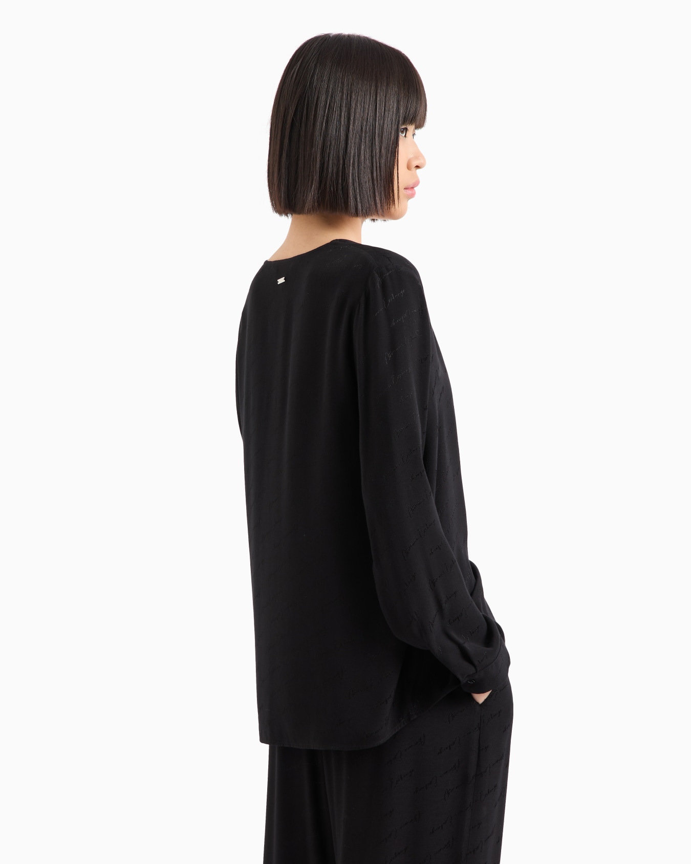 Over-fit shirt in fabric with all-over logo Slide 2