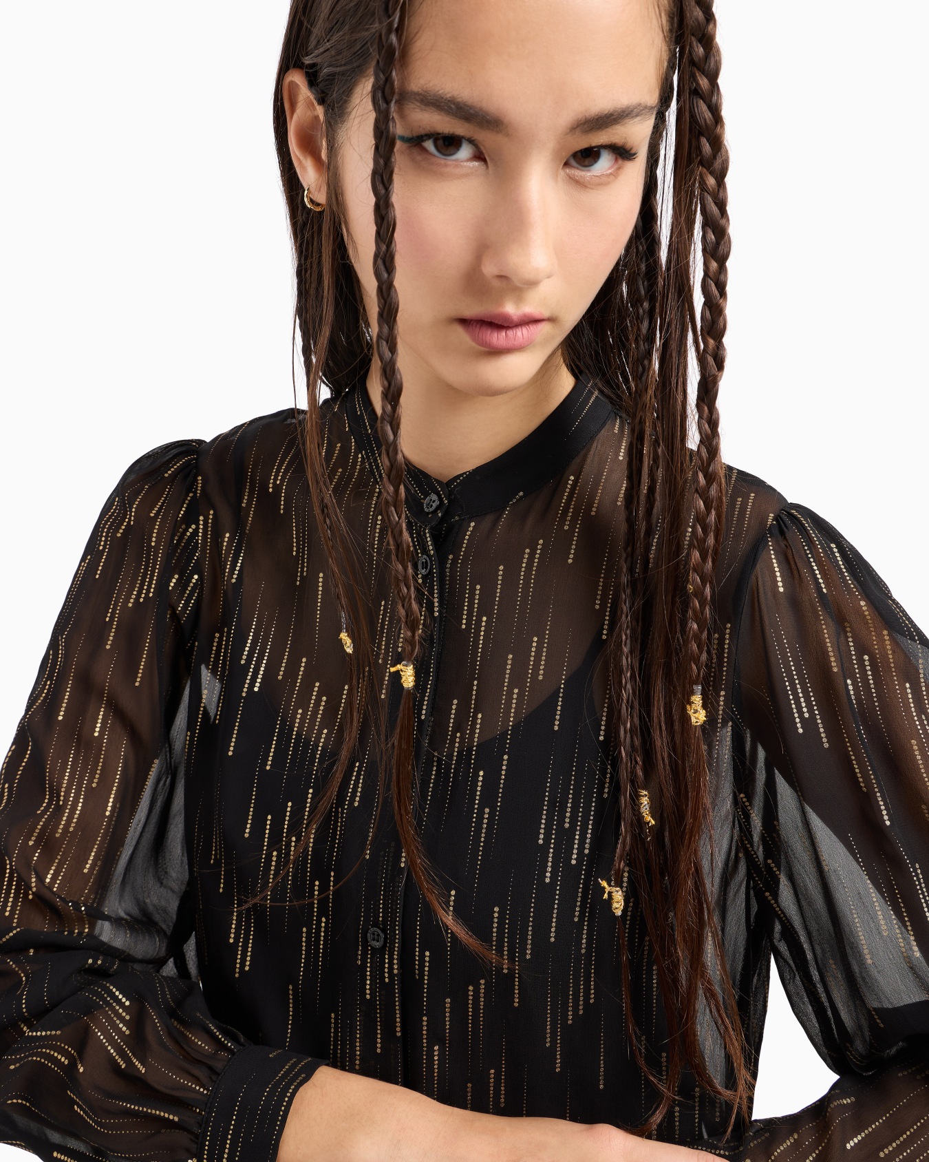 Camisa oversize de gasa con detalles de lúrex Diapositiva 4