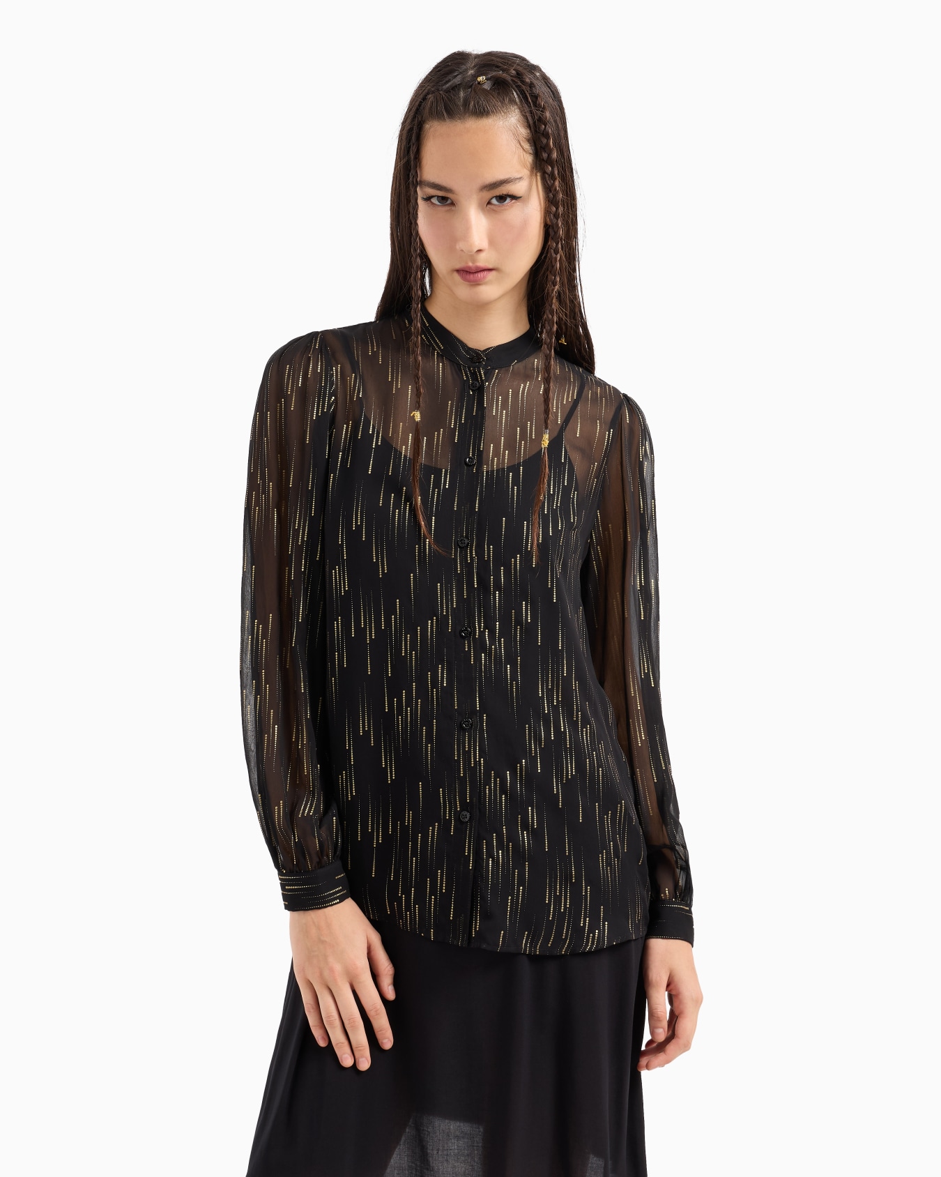 Camisa oversize de gasa con detalles de lúrex Diapositiva 1