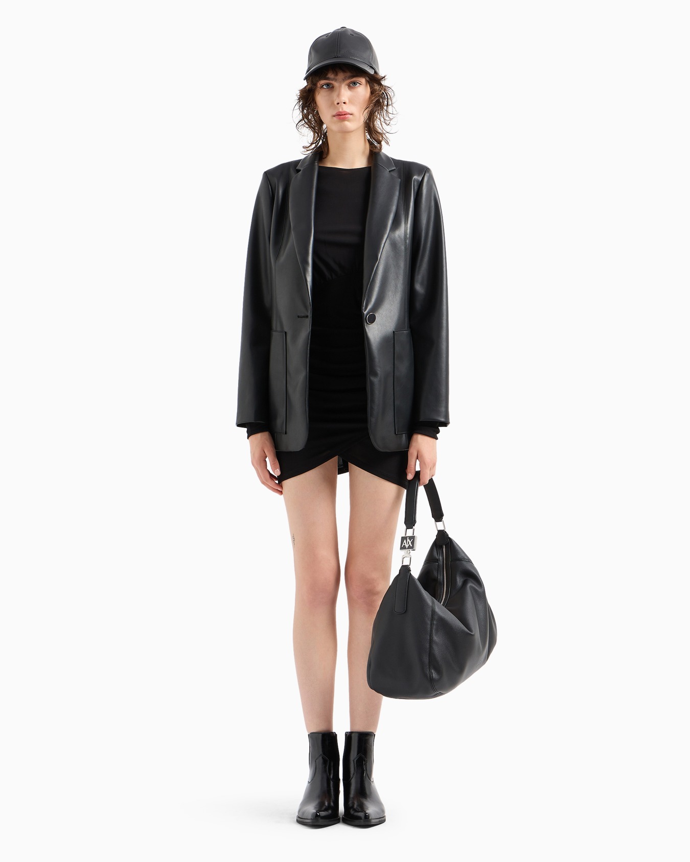 Single-breasted faux leather jacket Slide 3
