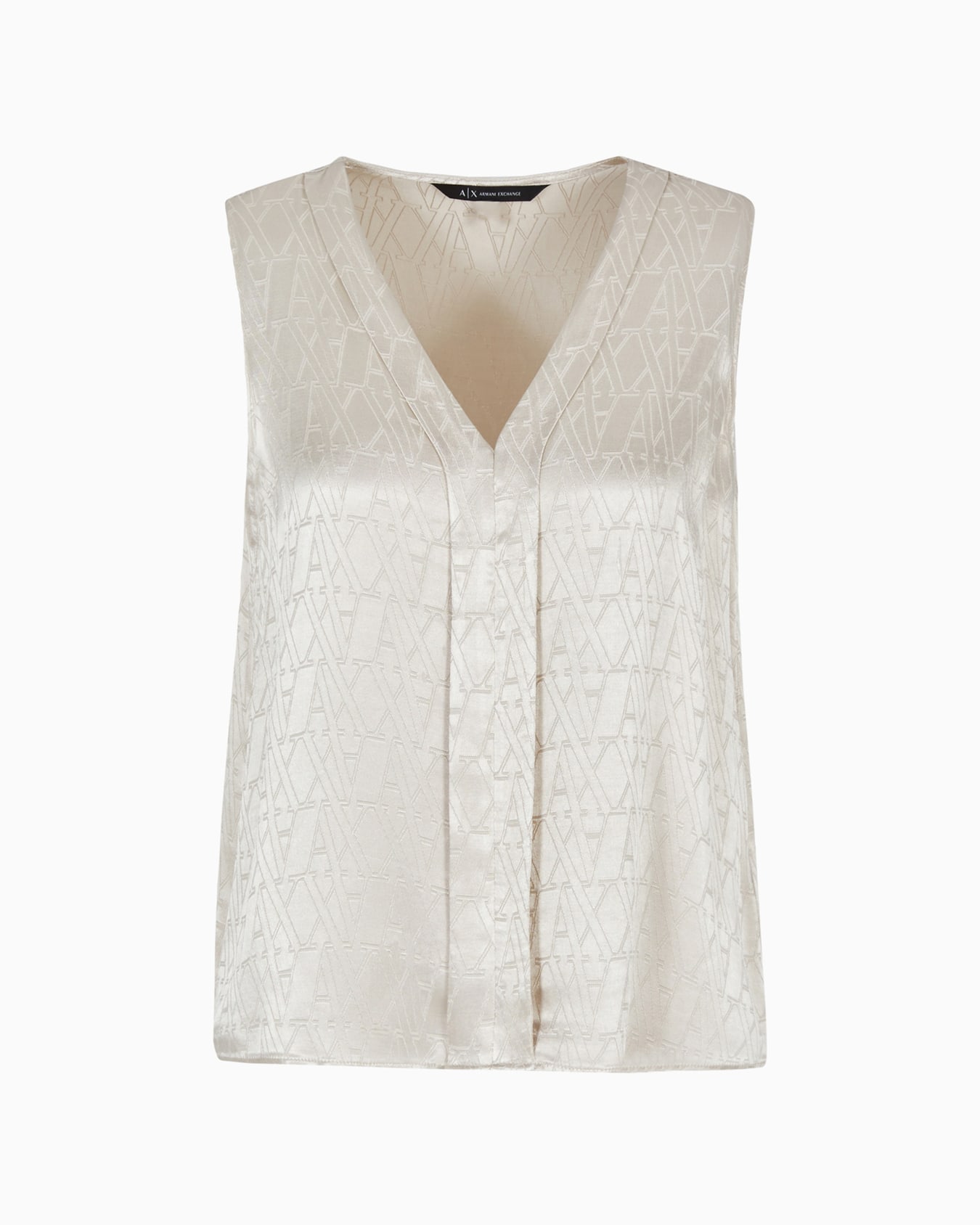 Top in shiny fabric with allover ASV monogram Slide 0