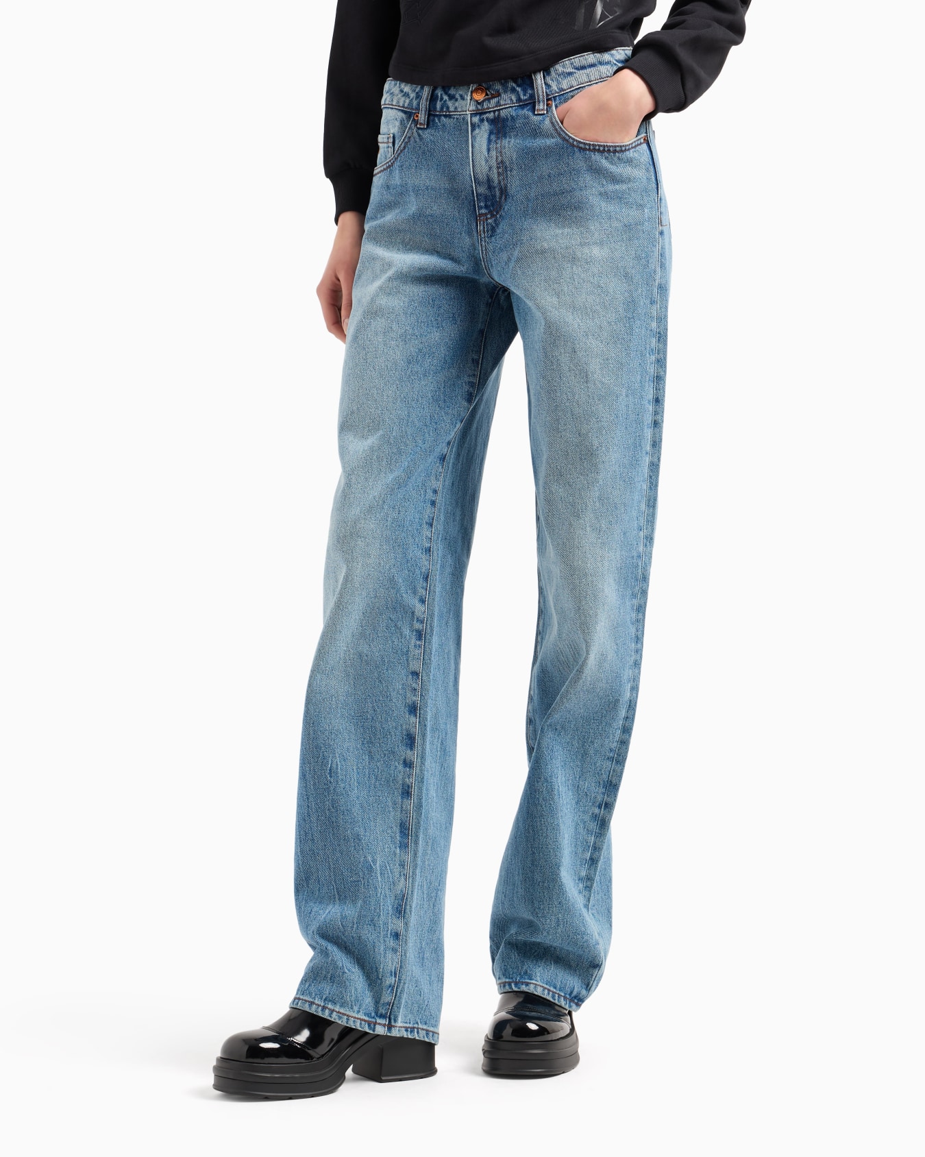 J52 relaxed fit jeans in stone washed denim Slide 1