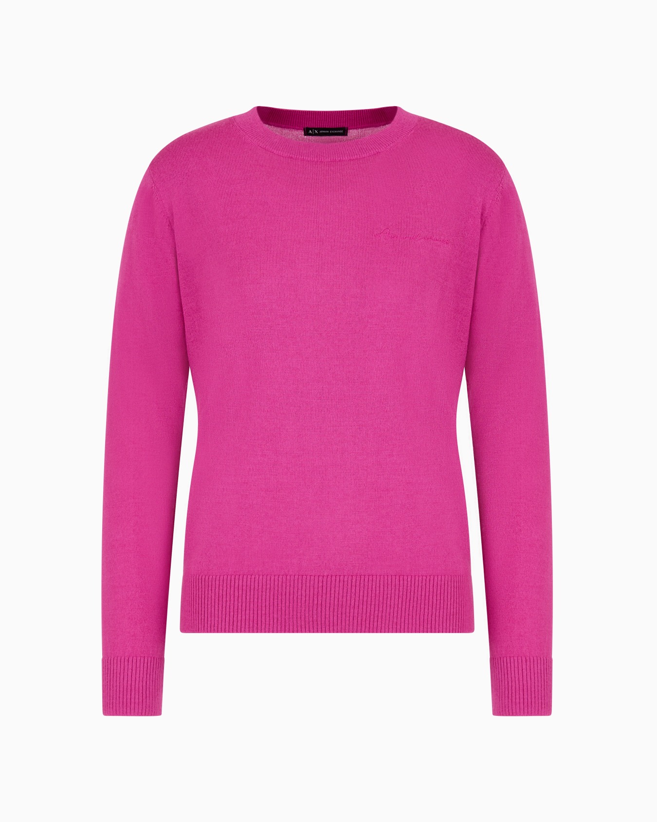 Round neck sweater with embroidered logo Slide 0
