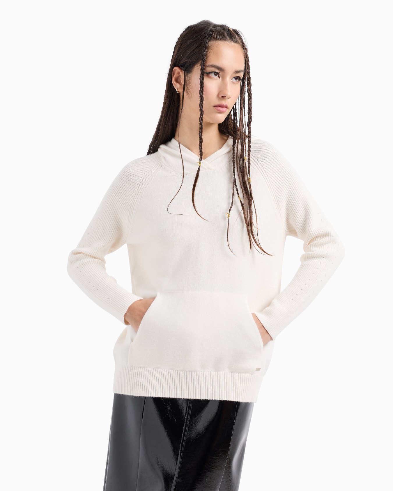 V-neck hooded sweater Slide 1