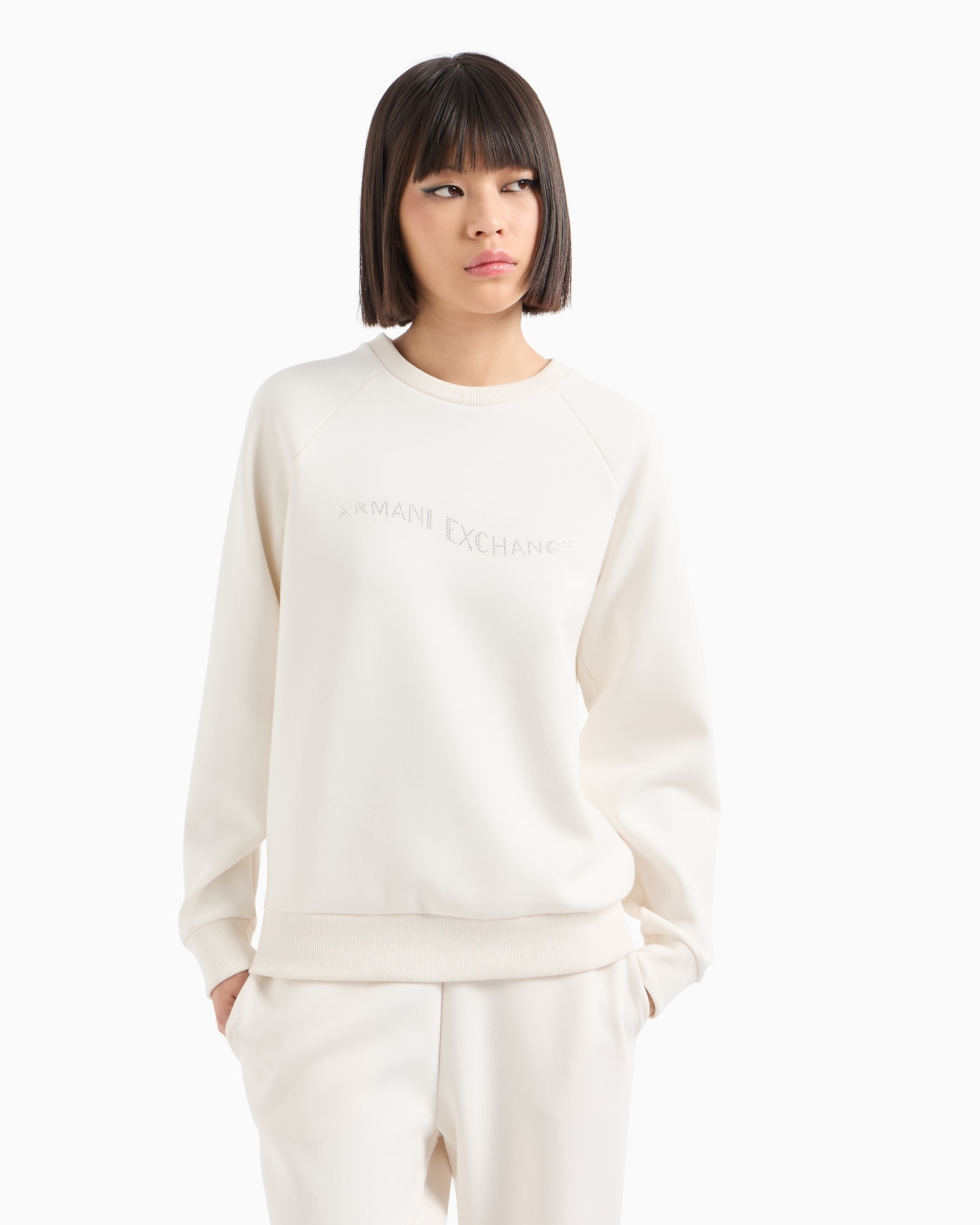 Sudadera de cuello redondo con logo con tachuelas Diapositiva 1