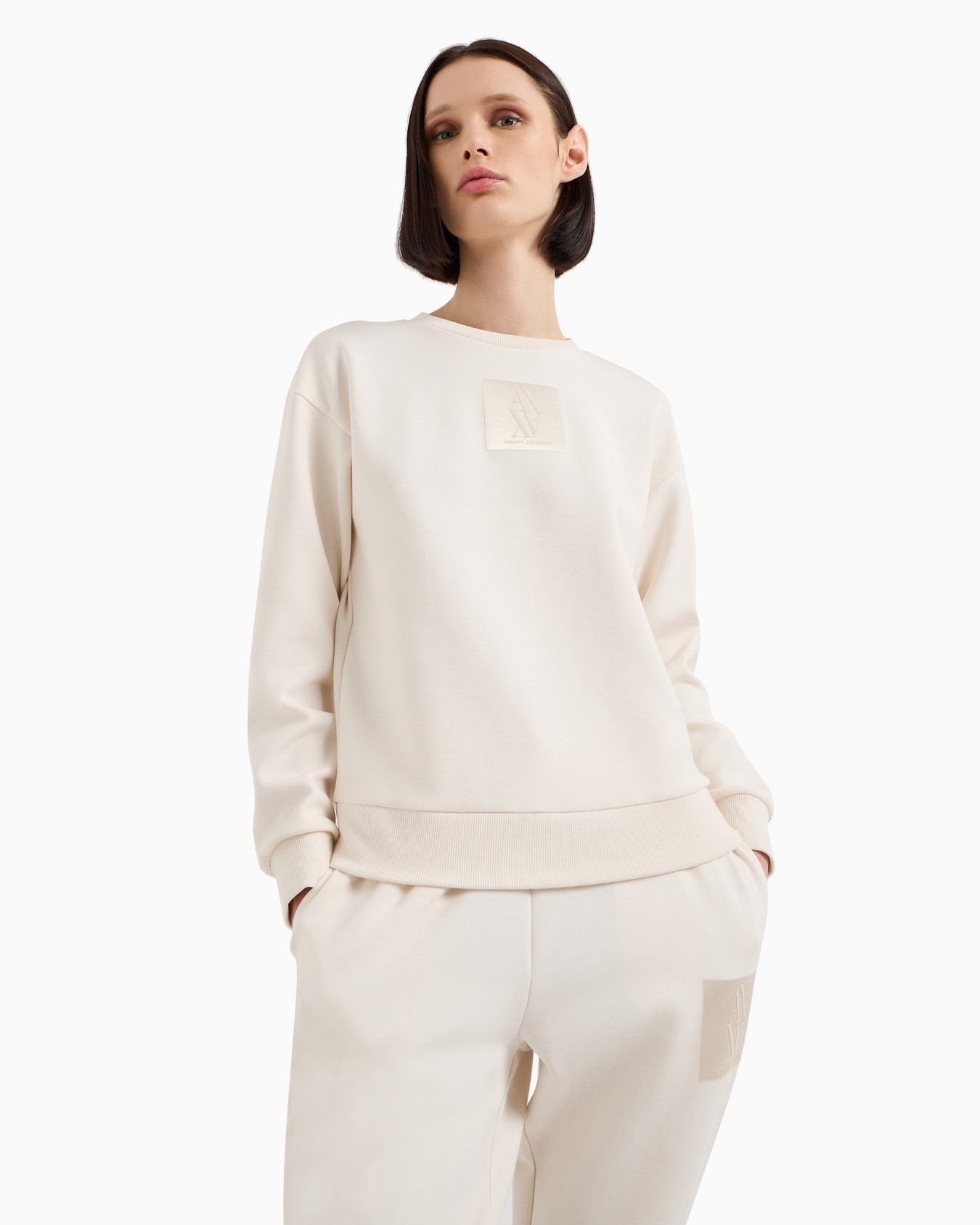 Crewneck sweatshirt with monogram patch Slide 1