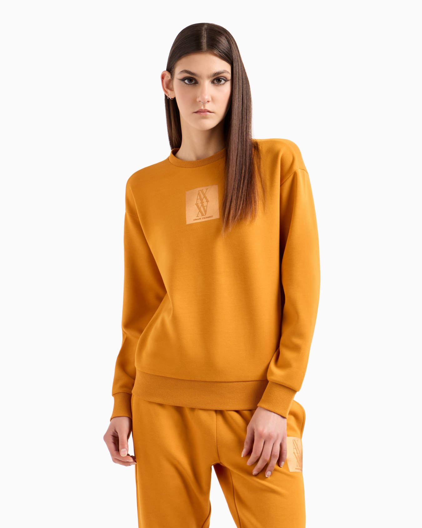 Crewneck sweatshirt with monogram patch Slide 1