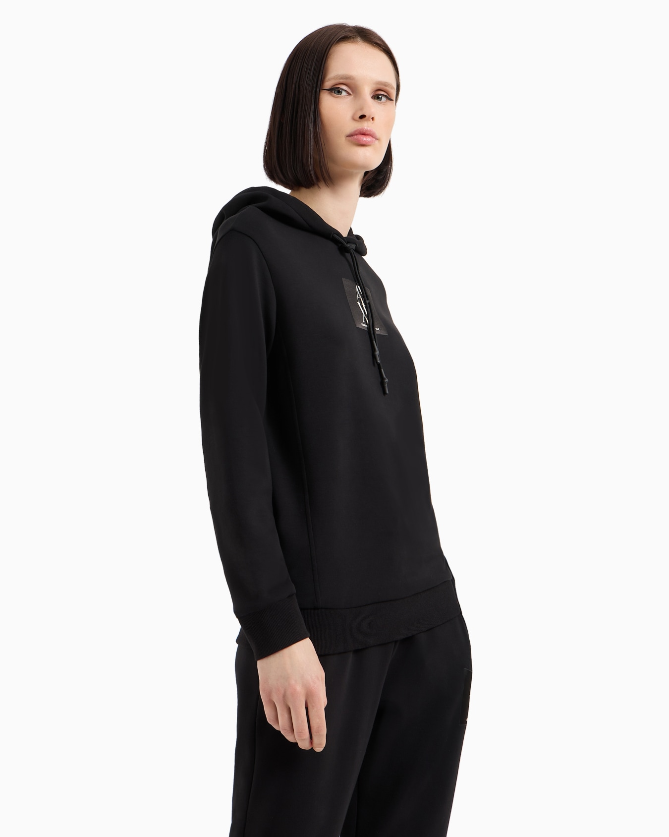 Hoodie with tone-on-tone monogram patch Slide 1