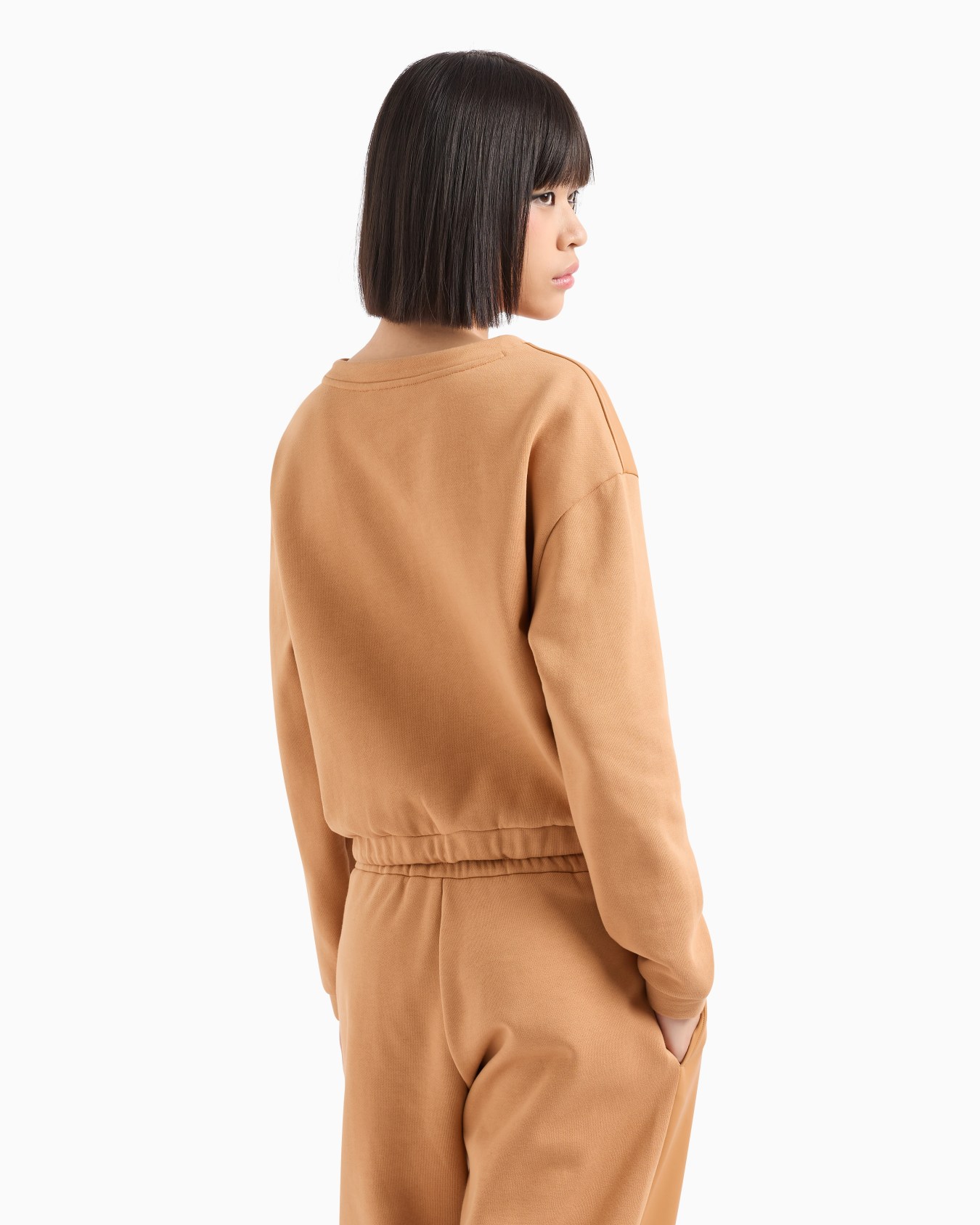 Crewneck sweatshirt in eco leather and fleece Slide 2