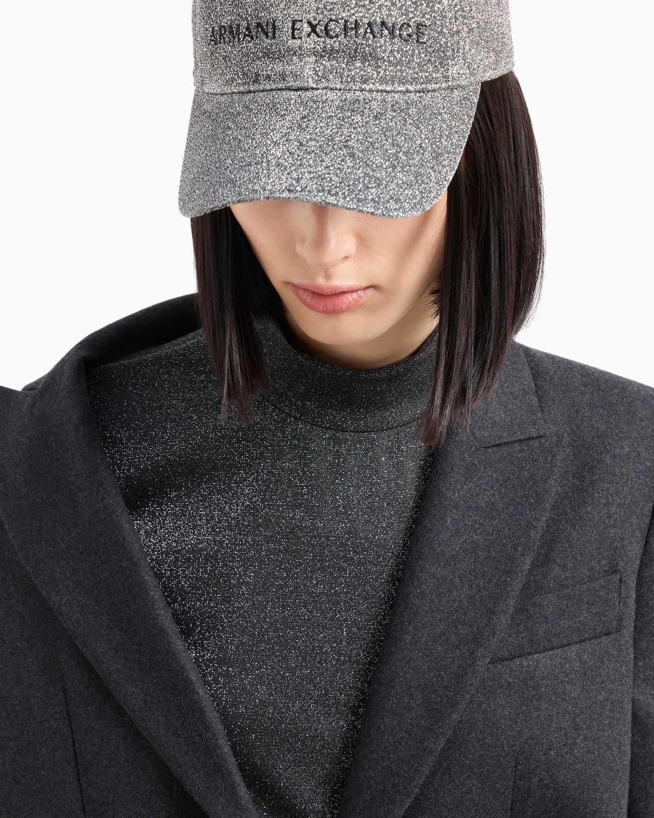 Jersey de cuello alto en punto doble brillante Diapositiva 4