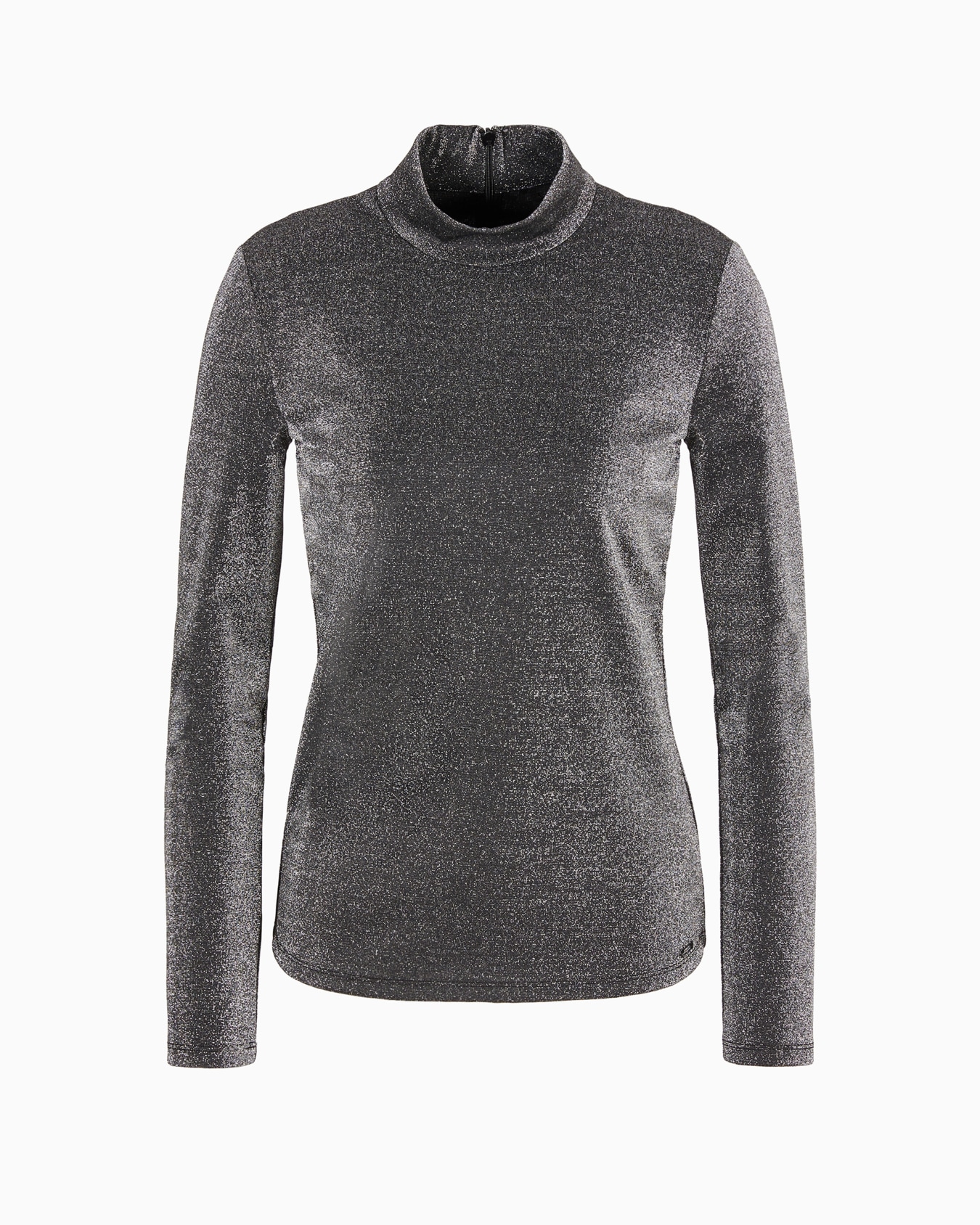 Jersey de cuello alto en punto doble brillante Diapositiva 0