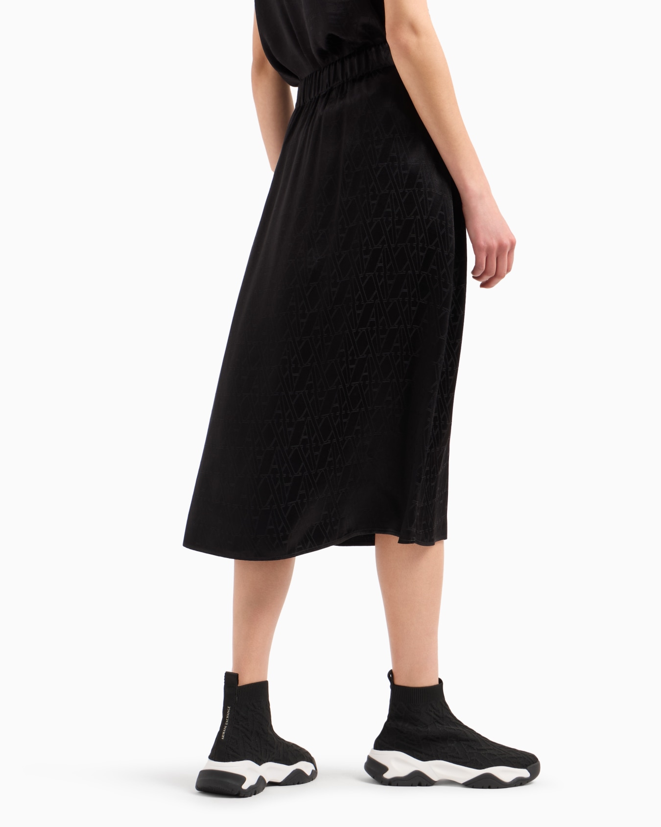 Jupe midi en satin à monogramme ASV Diapositive 2