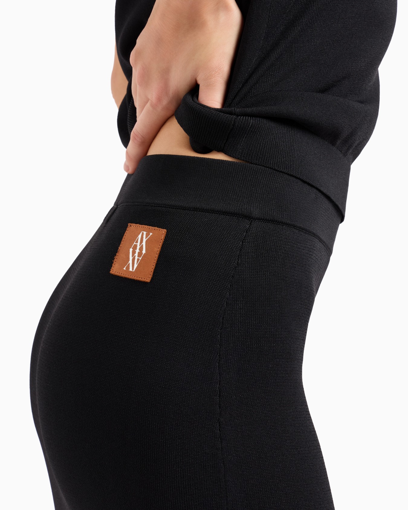 Recycled fabric longuette skirt with ASV monogram patch Slide 4